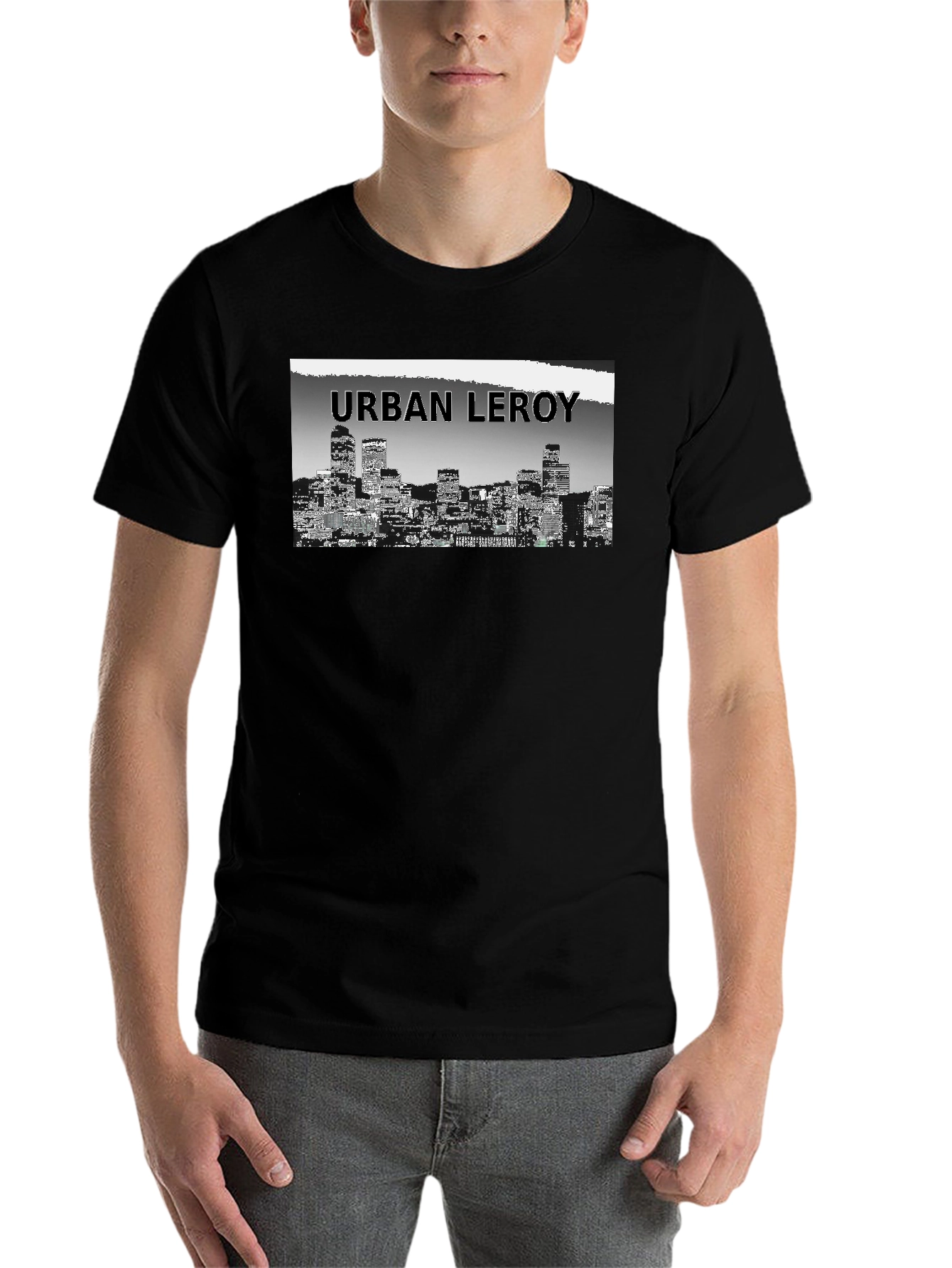 Black Urban Leroy Cityscape Graphic Tee - Black view 7