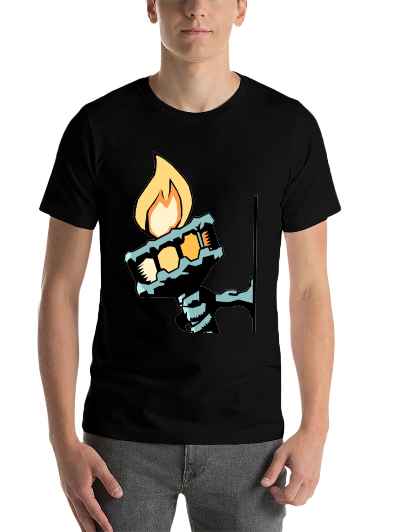 Black Cool Graphic Tee - Torch Bearer Design view 7