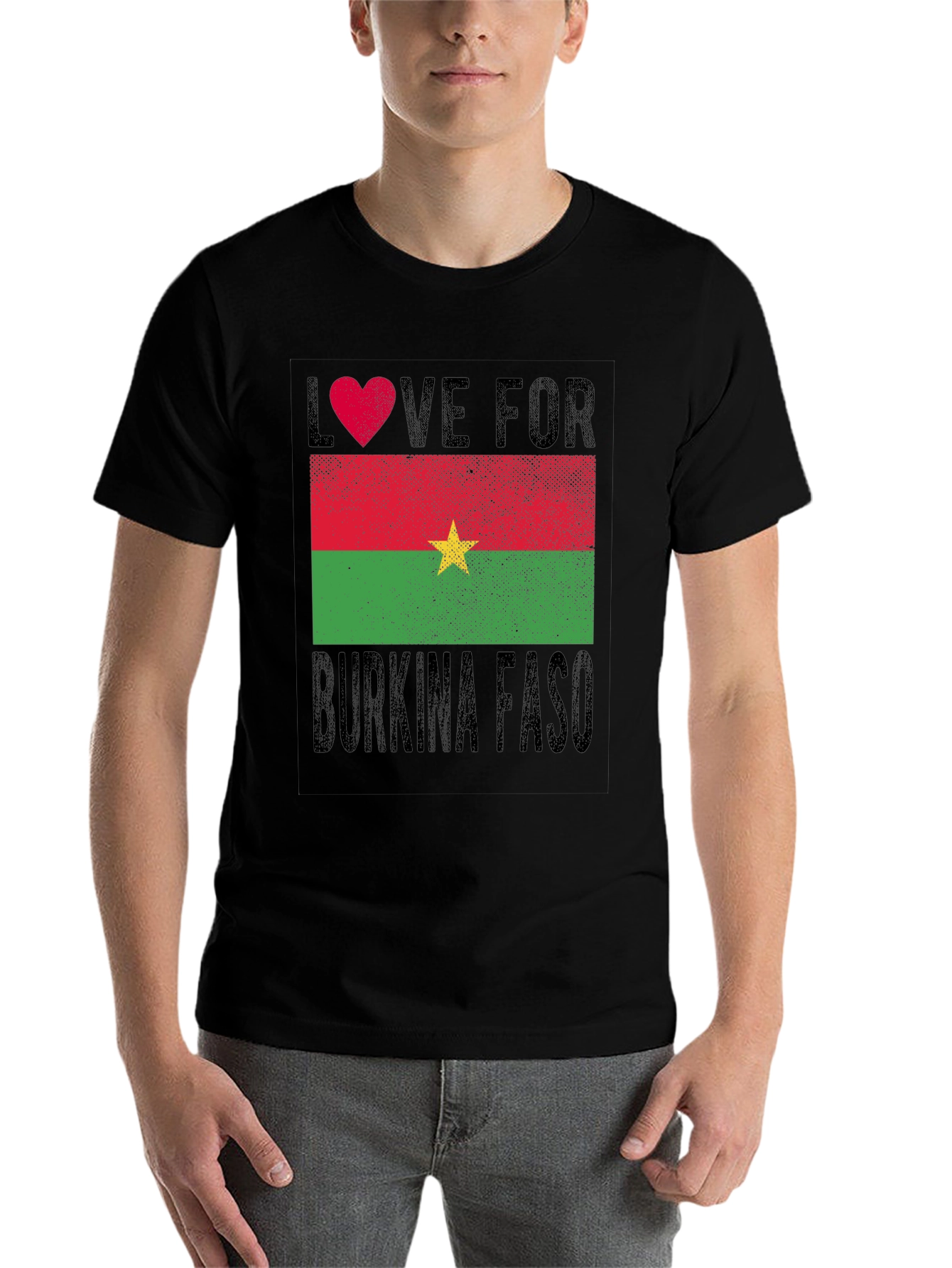 Black Burkina Faso Flag Heart T-Shirt - Love for Country Tee view 7