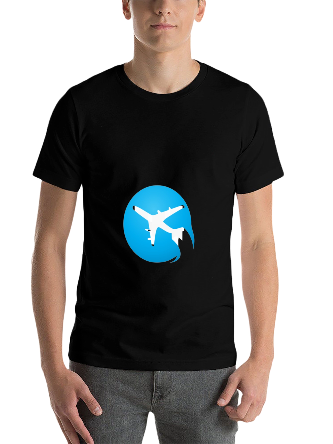 Black Airplane Logo Black T-Shirt view 7