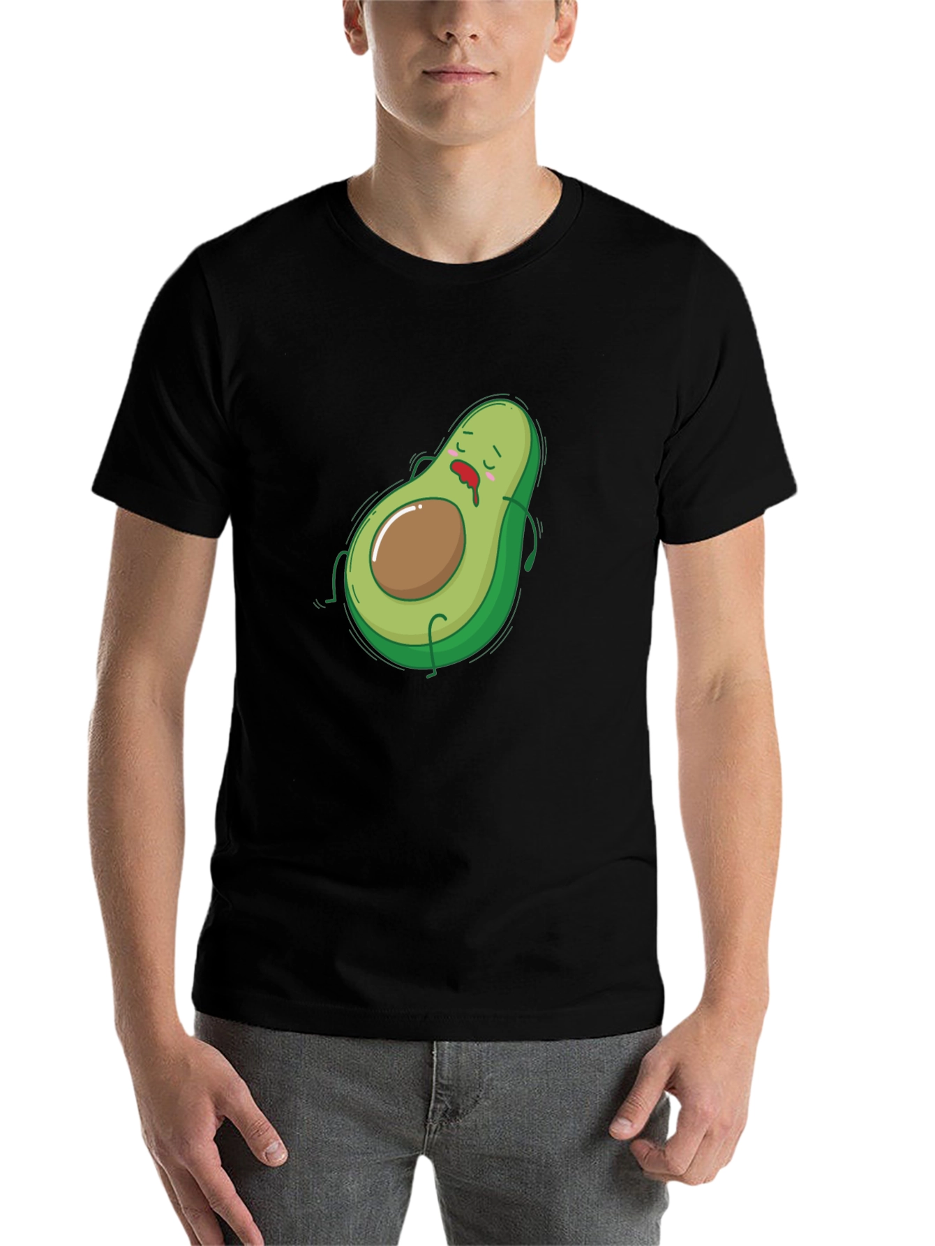 Black Funny Avocado Graphic T-Shirt - Black Cotton Tee view 7