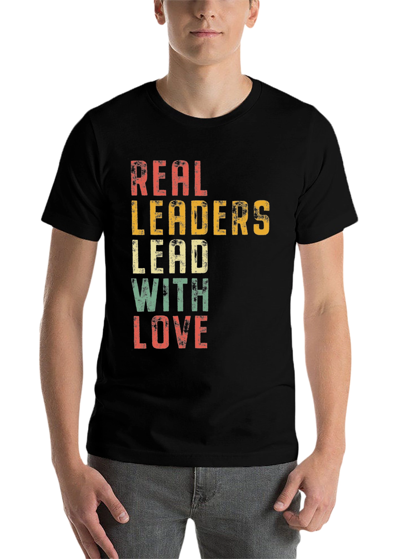 Black Real Leaders Lead With Love Graphic Tee view 7
