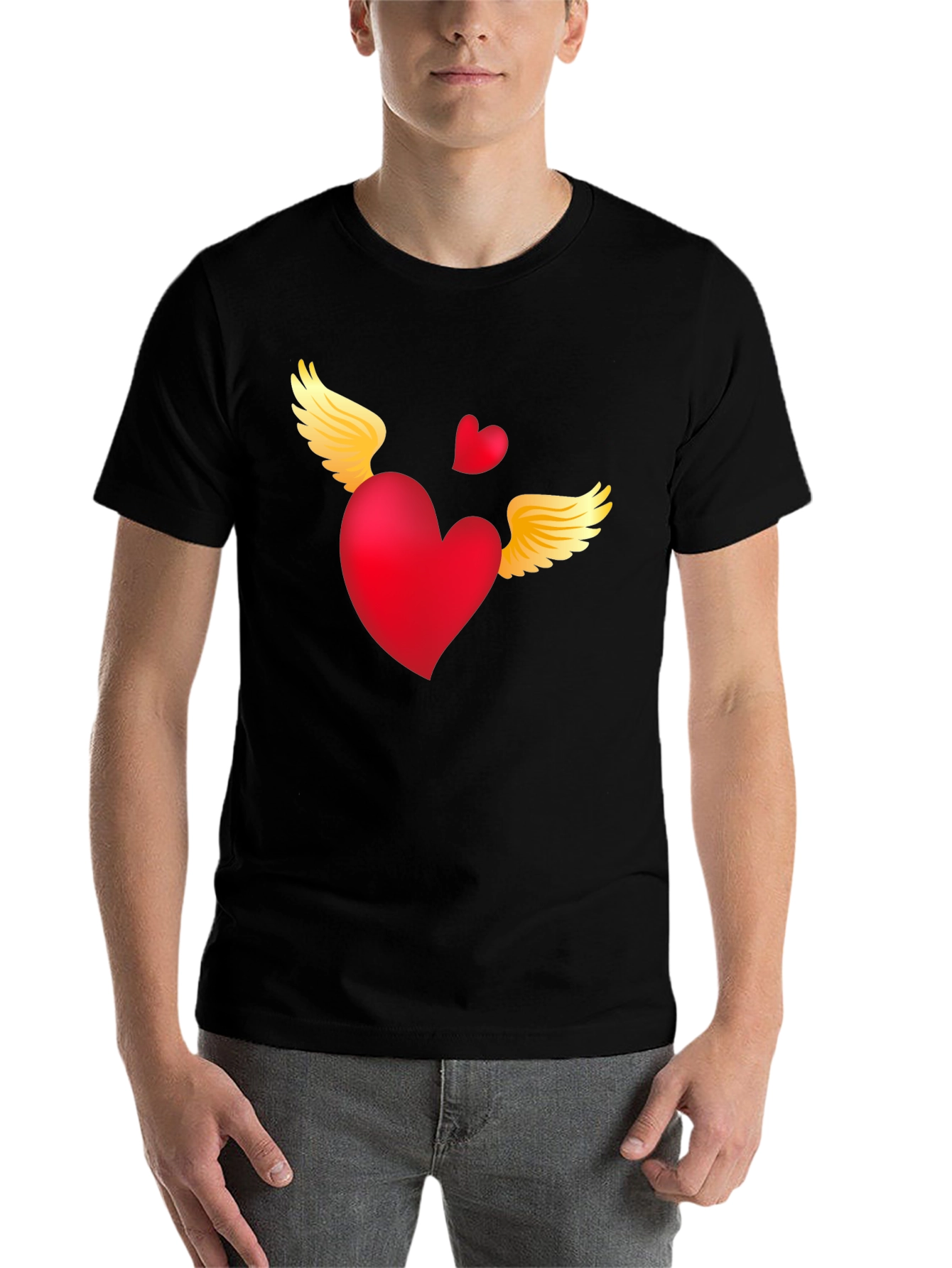 Black Heart with Wings Graphic Tee - Black view 7
