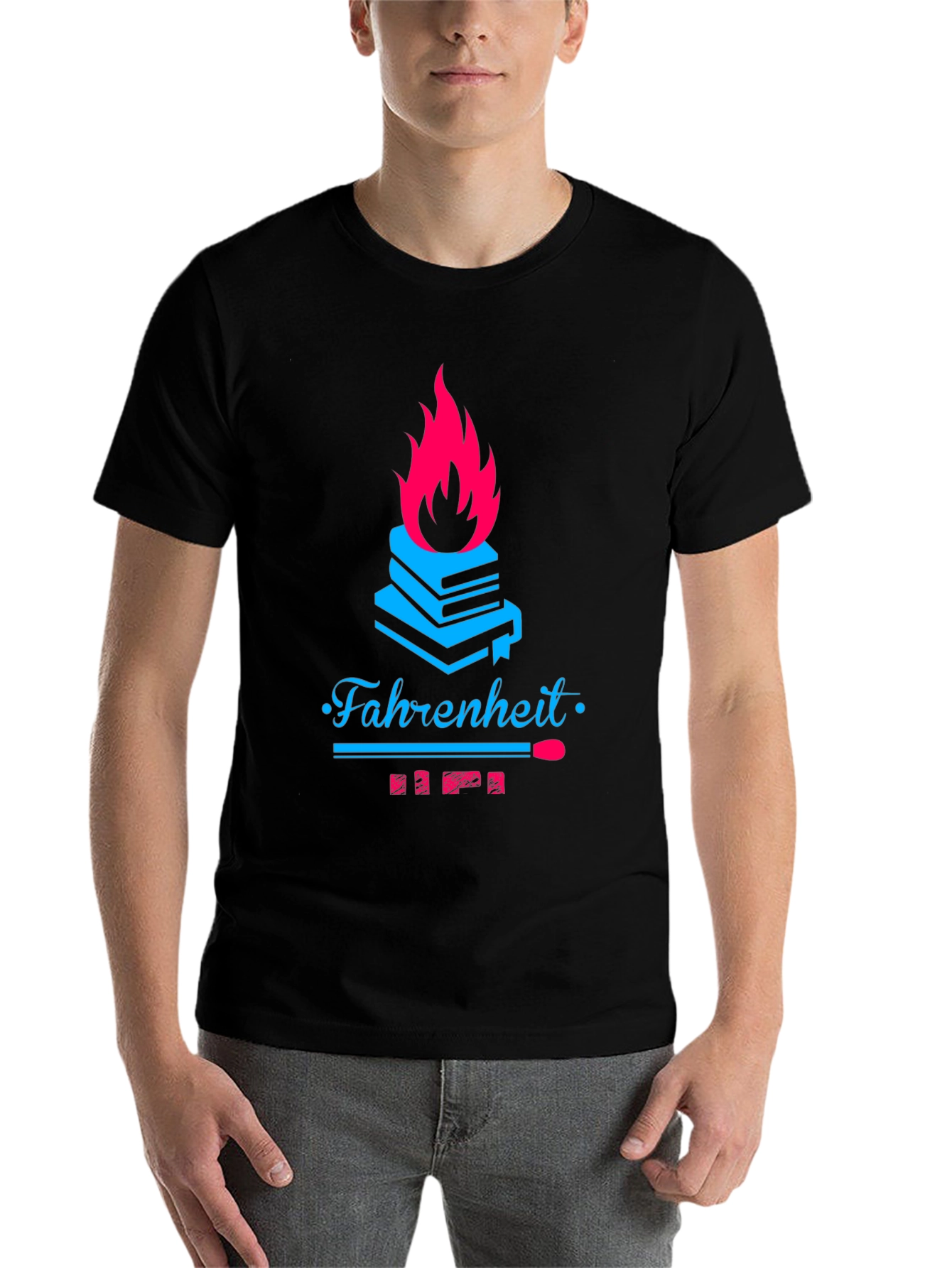 Black Fahrenheit Book Burning Graphic Tee view 7