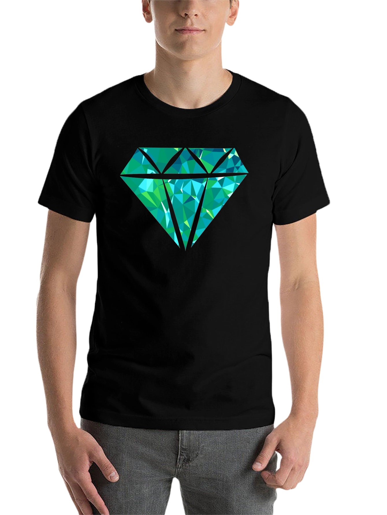 Black Geometric Diamond Graphic Print Tee - Black view 7