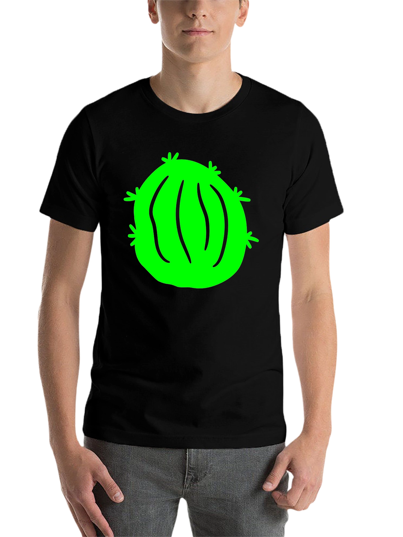 Black Funny Cactus Graphic T-Shirt - Black view 7