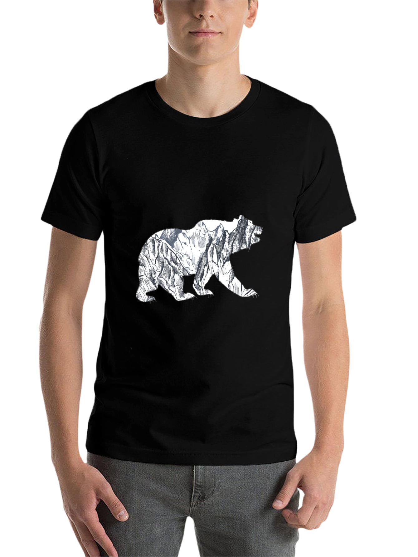 Black Mountain Bear Graphic Tee - Black view 7