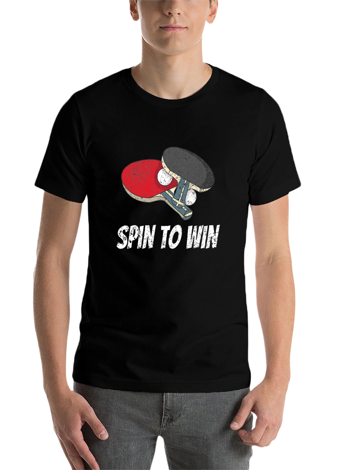 Black Spin To Win Ping Pong T-Shirt view 7