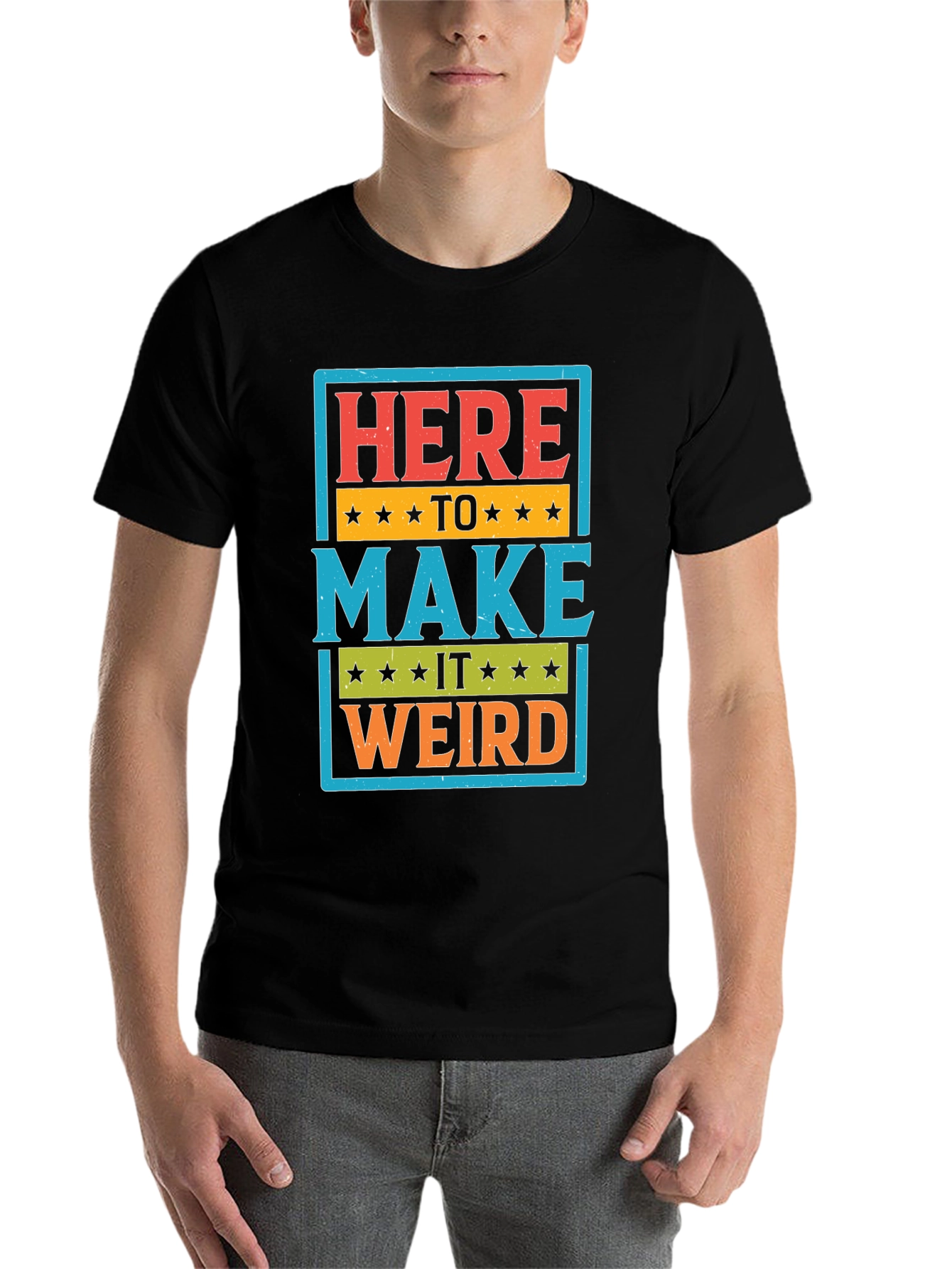 Black Here to Make it Weird Graphic T-Shirt view 7