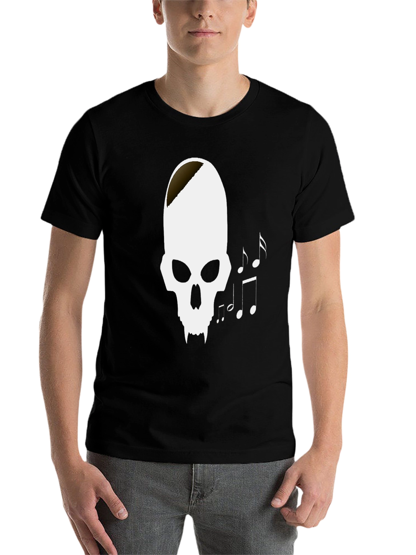 Skull & Music Note Graphic Tee - Black - 7