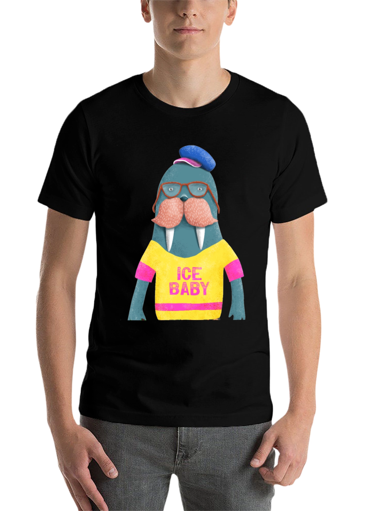 Black Ice Baby Walrus Graphic Tee - Men's Black T-Shirt view 7
