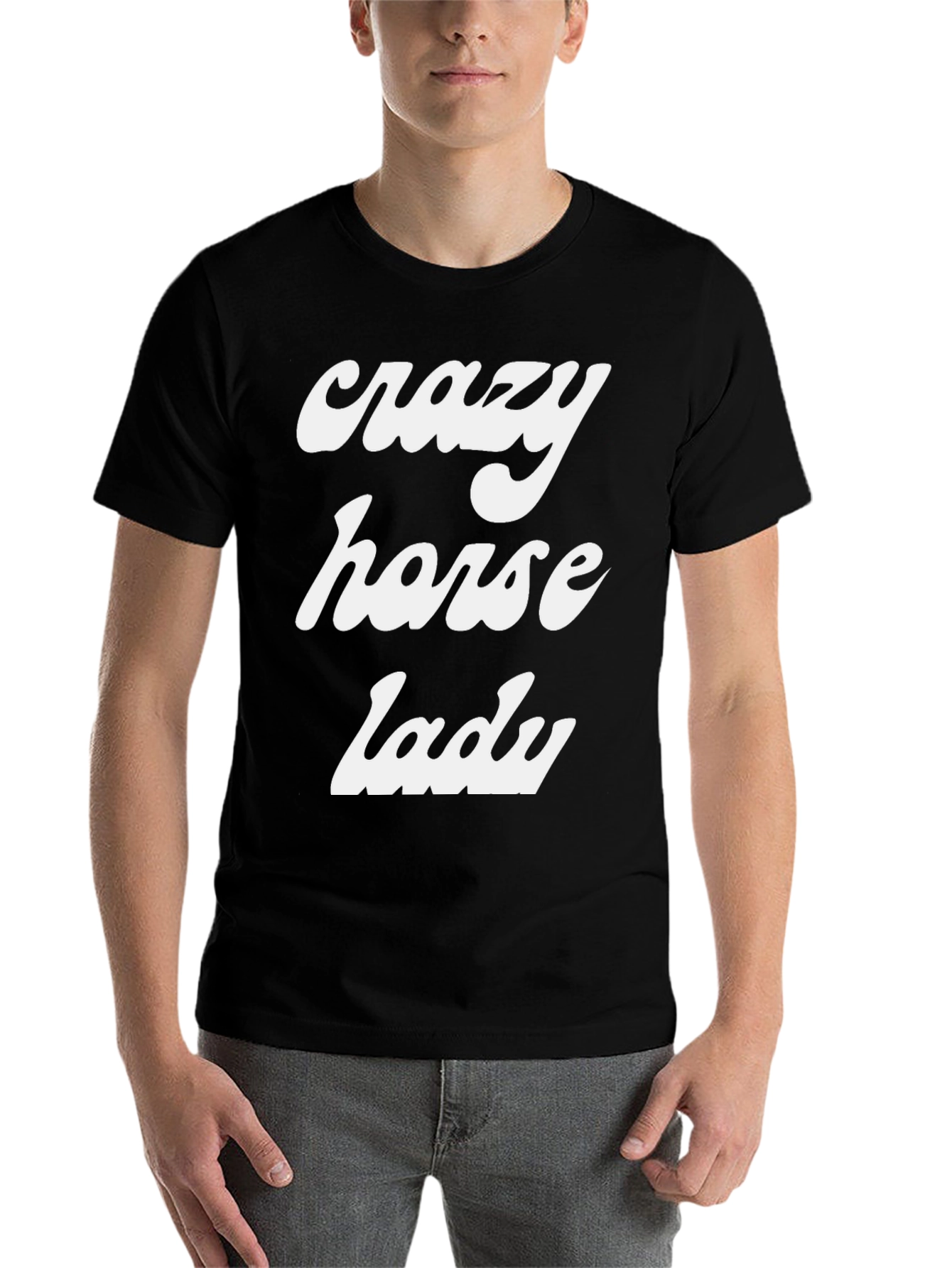 Black Crazy Horse Lady Tee - Novelty Graphic T-Shirt view 7