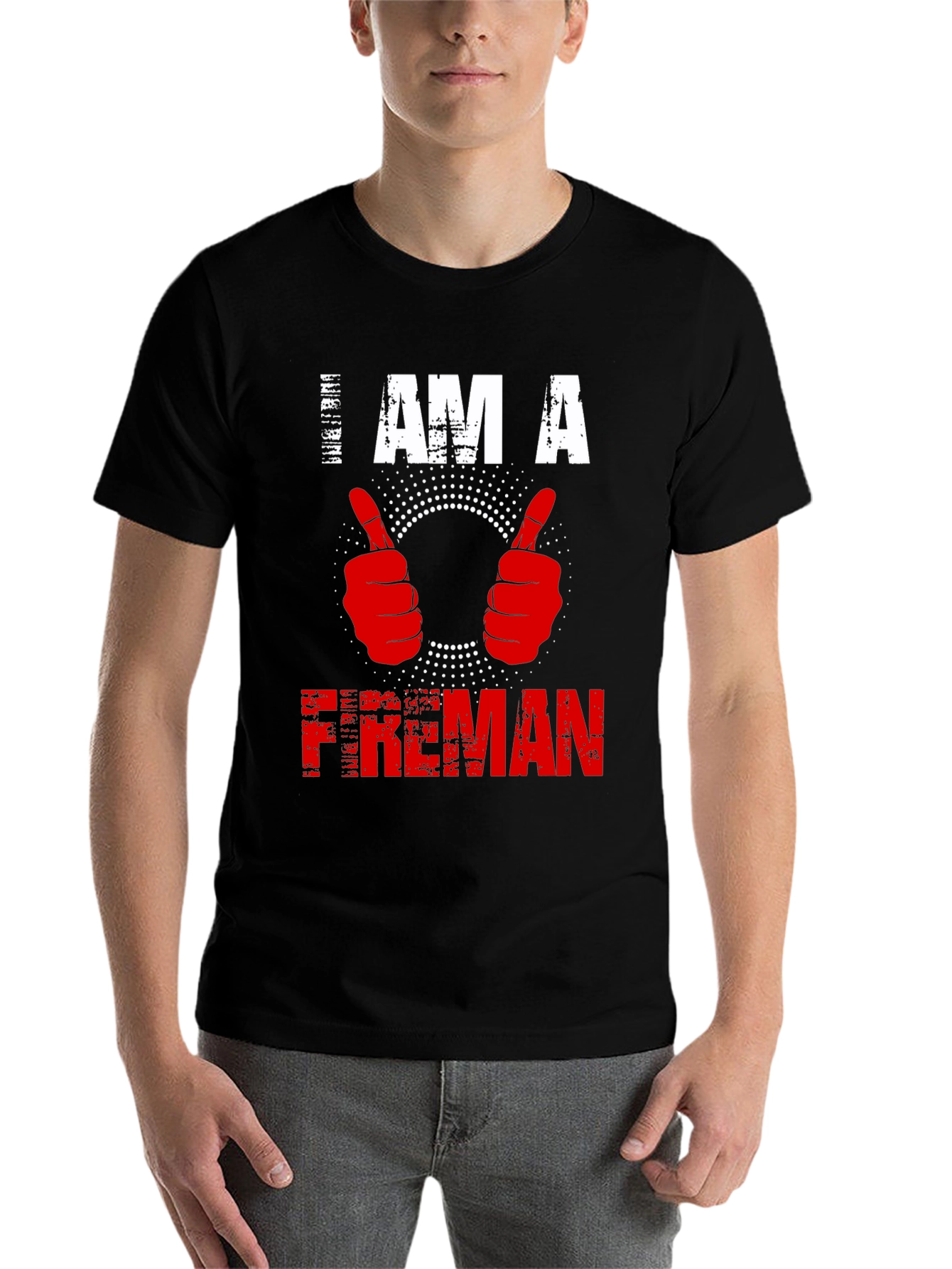 Black I am a Fireman T-shirt - Graphic Print view 7