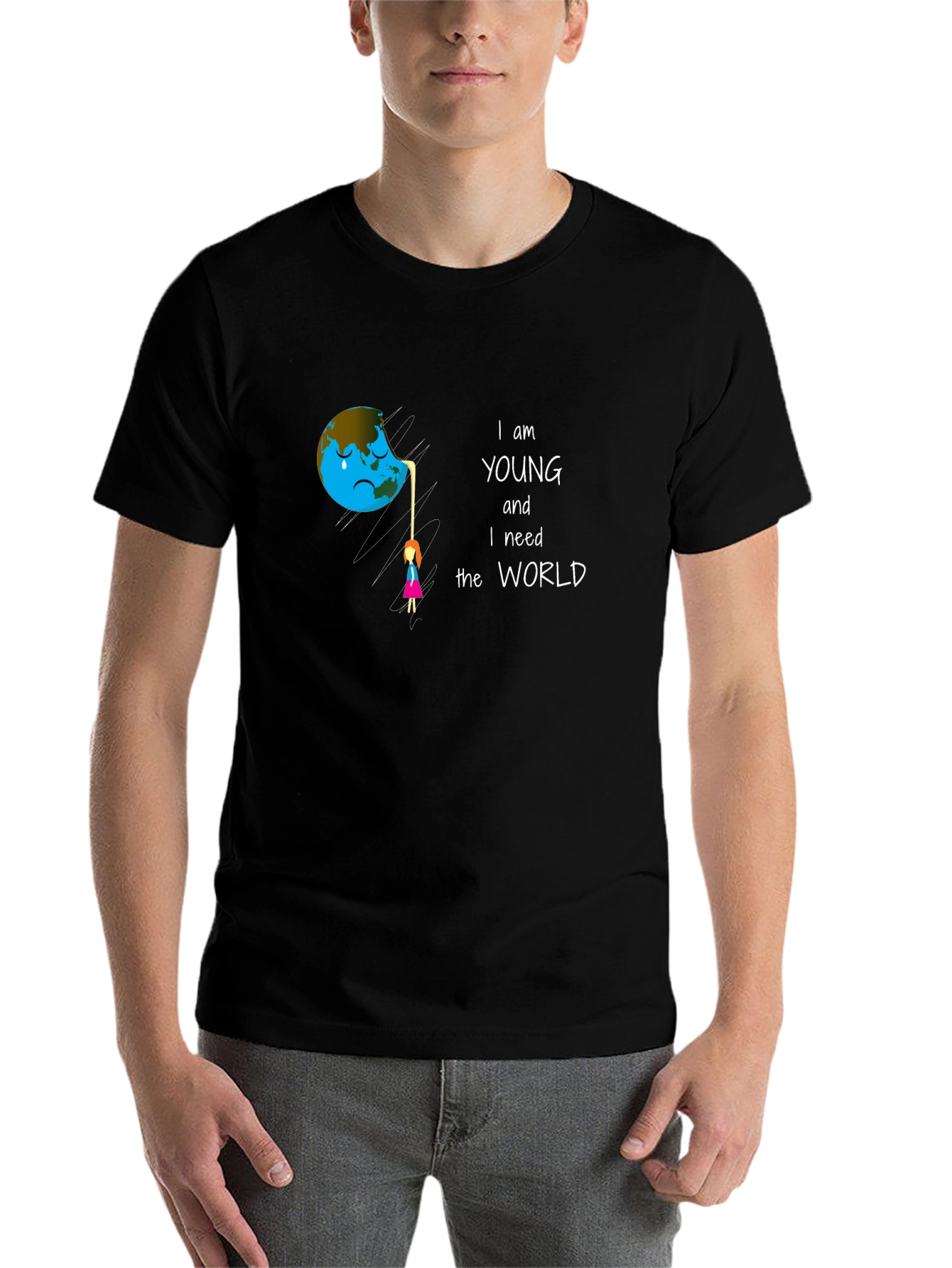 Black Eco-Conscious Graphic Tee: Save the World view 7