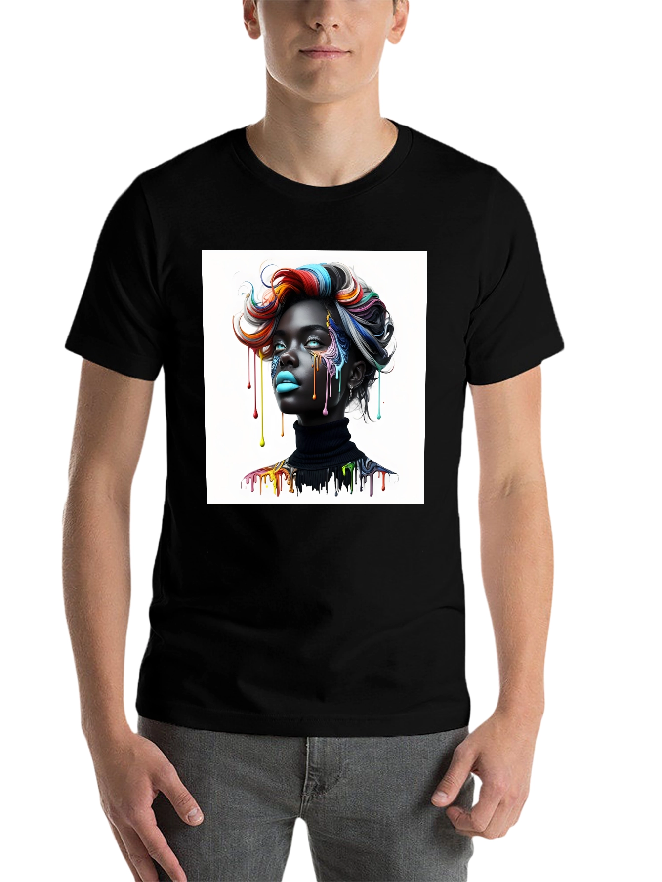 Black Artistic Woman Graphic Tee - Black view 7