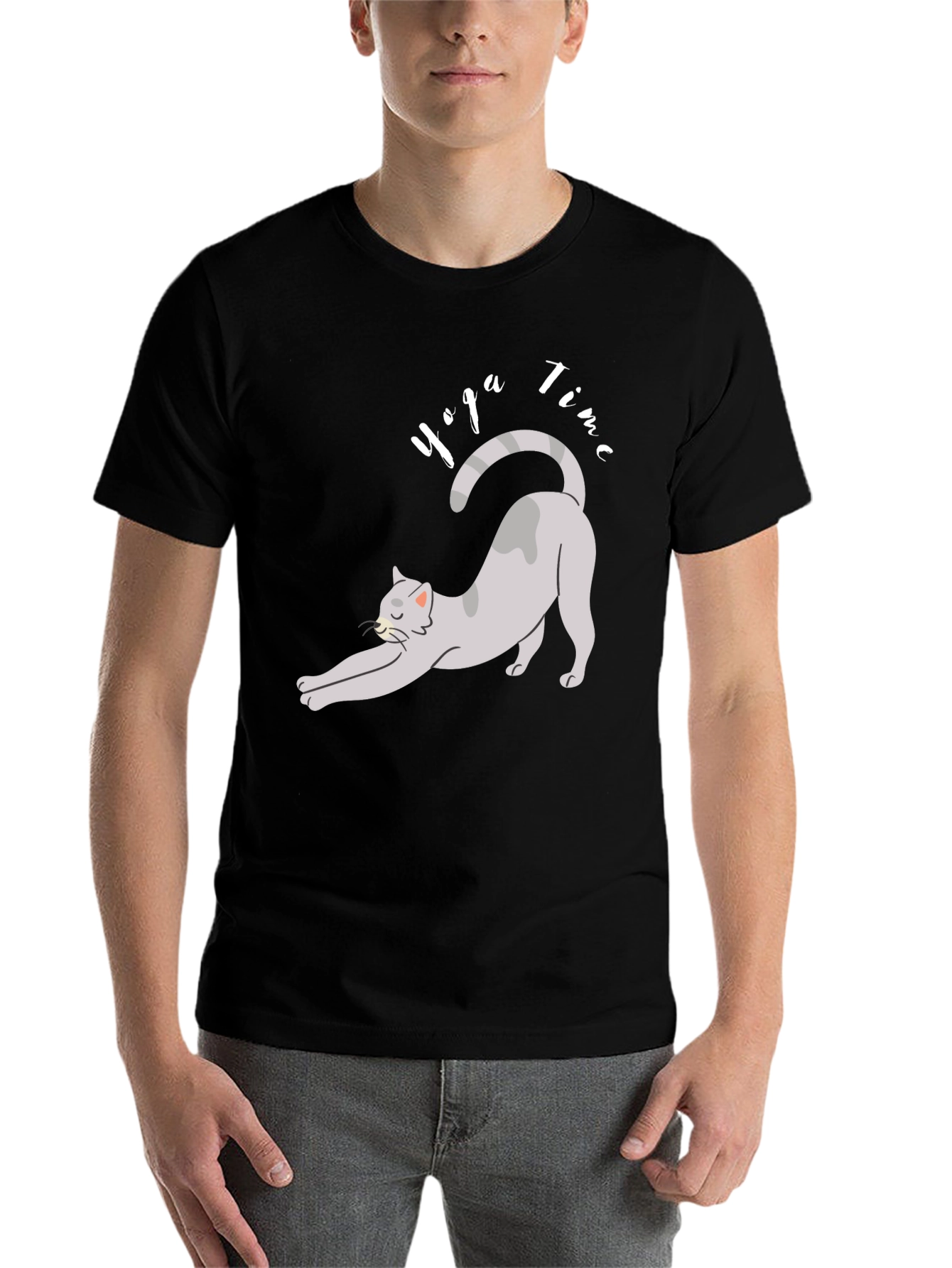 Black Yoga Cat T-Shirt - Time to Relax! view 7