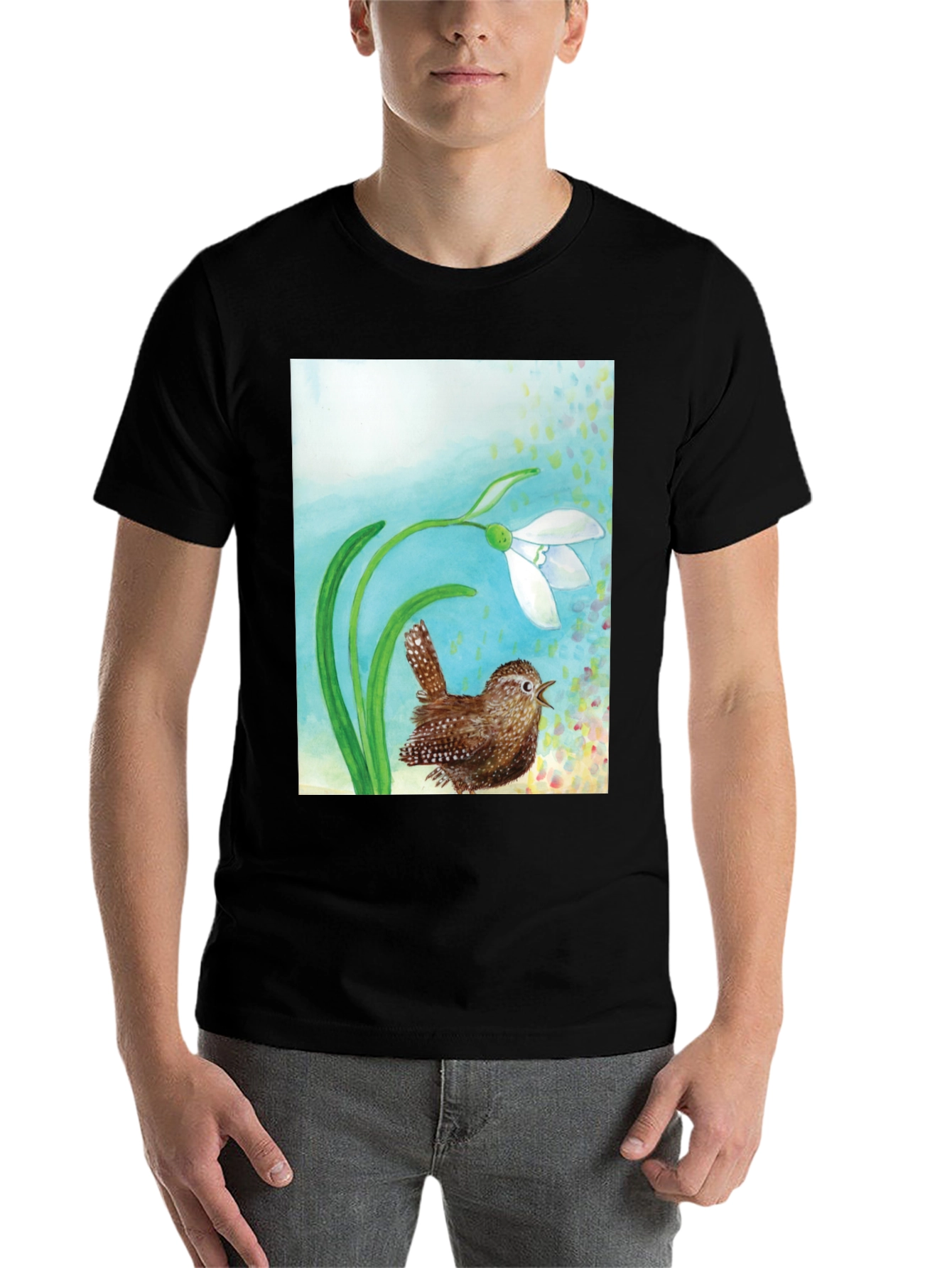 Black Snowdrop and Wren T-Shirt view 7