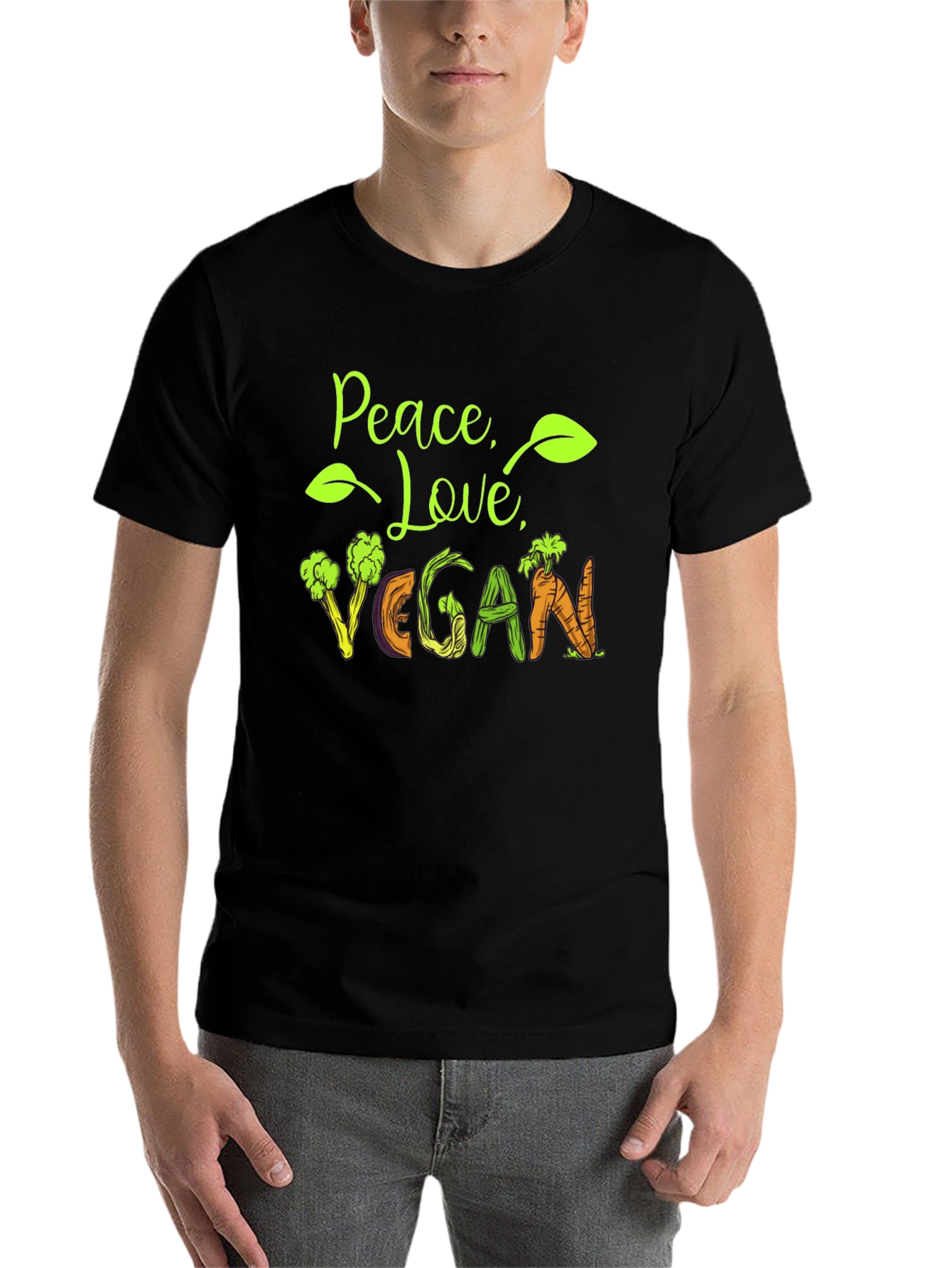 Black Peace Love Vegan Graphic Tee view 7