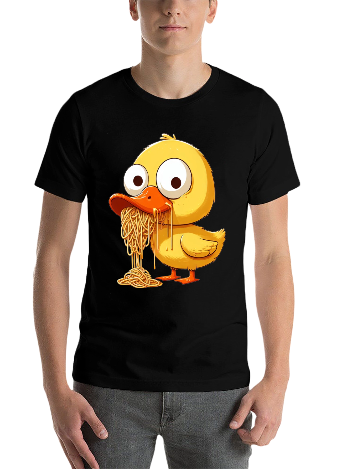 Black Duck Eating Spaghetti Graphic Tee view 7