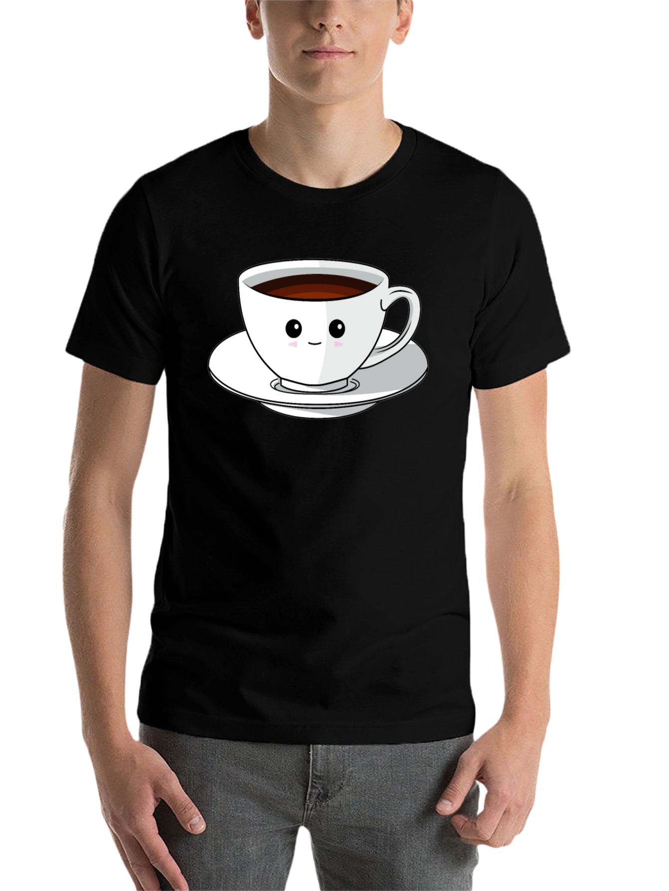 Black Cute Coffee Cup Graphic Tee - Black T-Shirt view 7