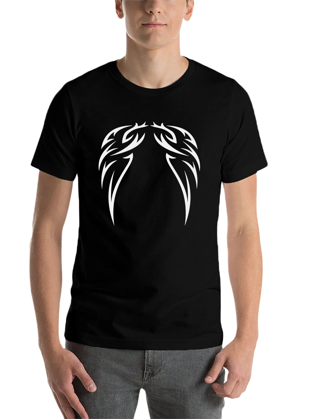 Black Tribal Graphic Black T-Shirt - Modern Casual Wear view 7