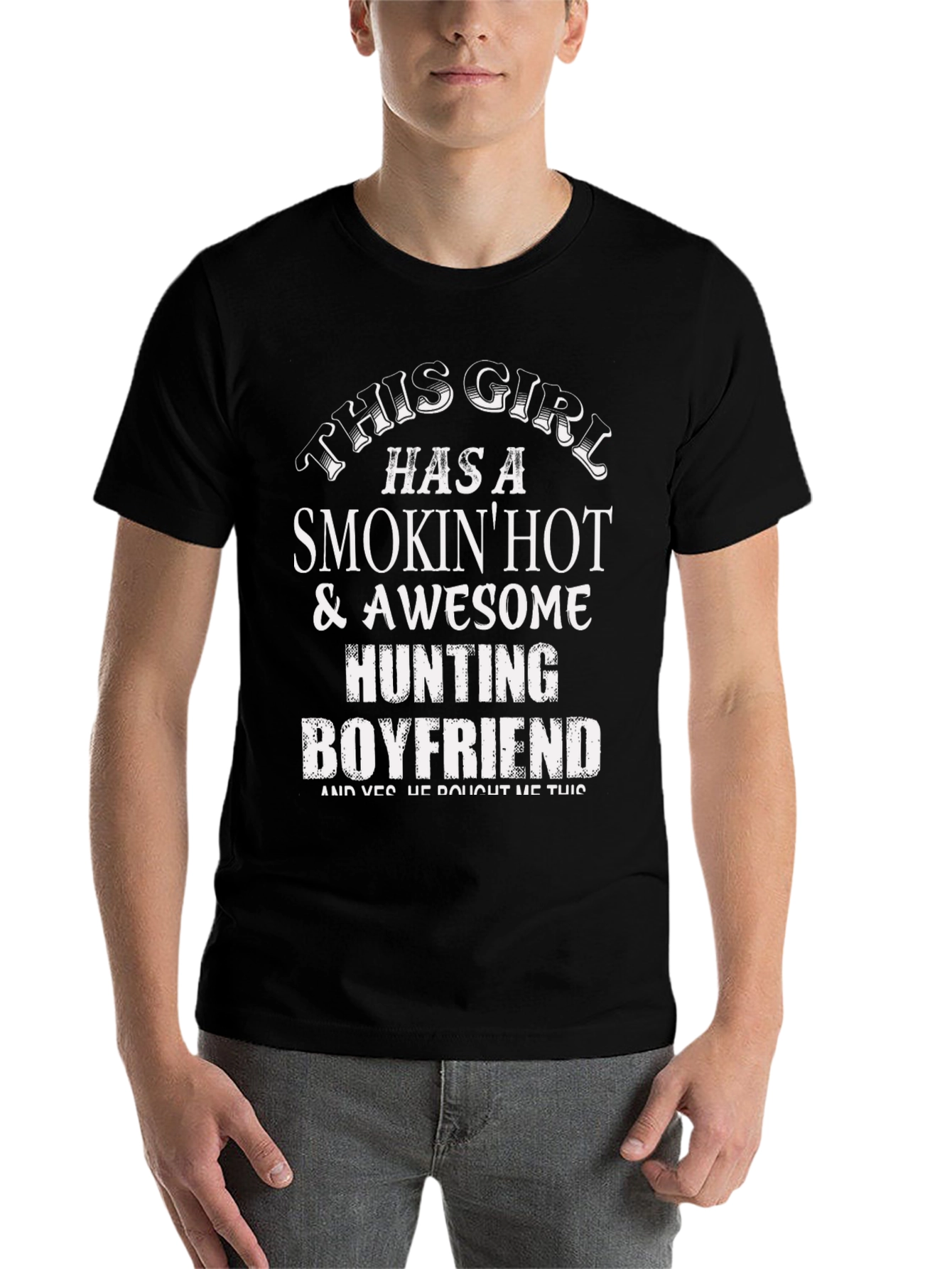 Black Smokin' Hot Hunting Boyfriend Graphic Tee view 7