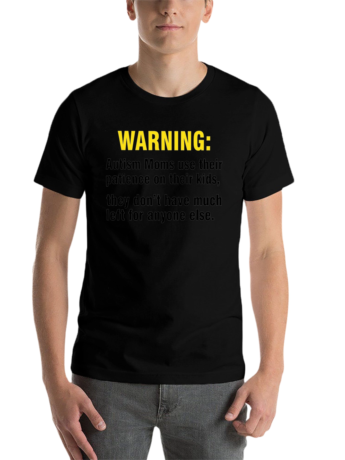 Black Autism Mom Warning T-Shirt: Limited Patience view 7