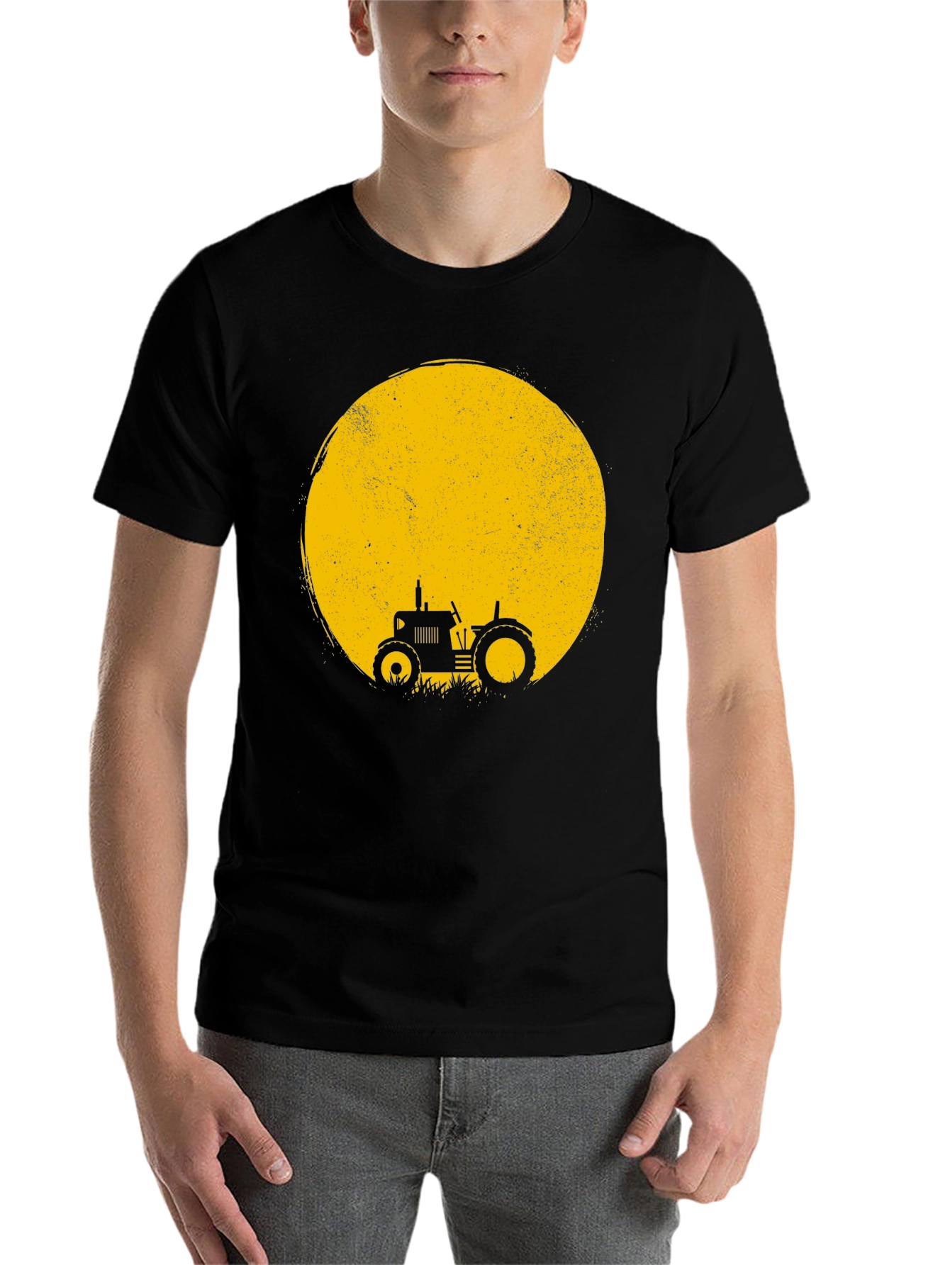 Black Tractor Moon Graphic Tee - Black Cotton Blend view 7