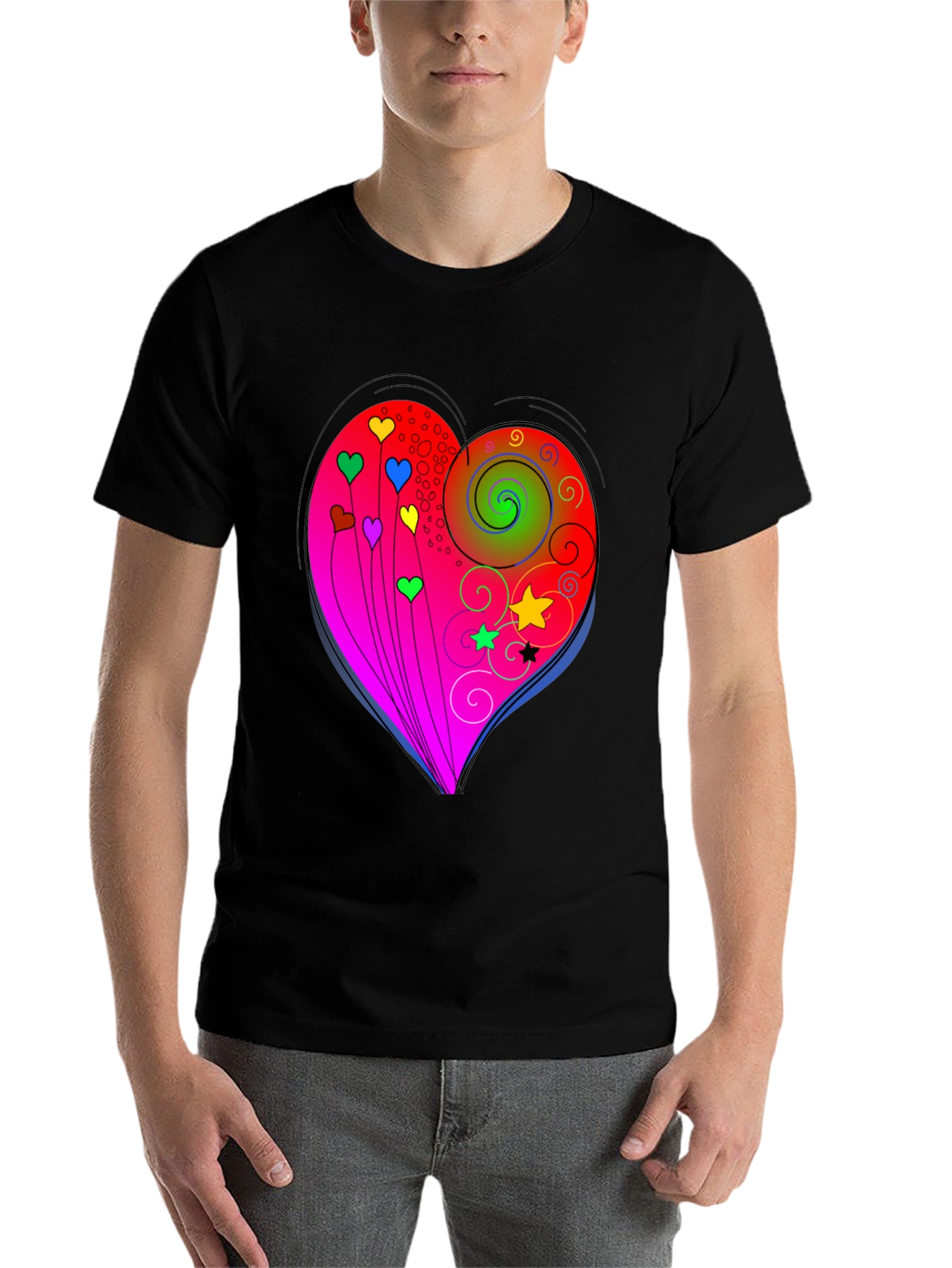 Black Heart Swirls Graphic T-Shirt - Stylish Casual Wear view 7