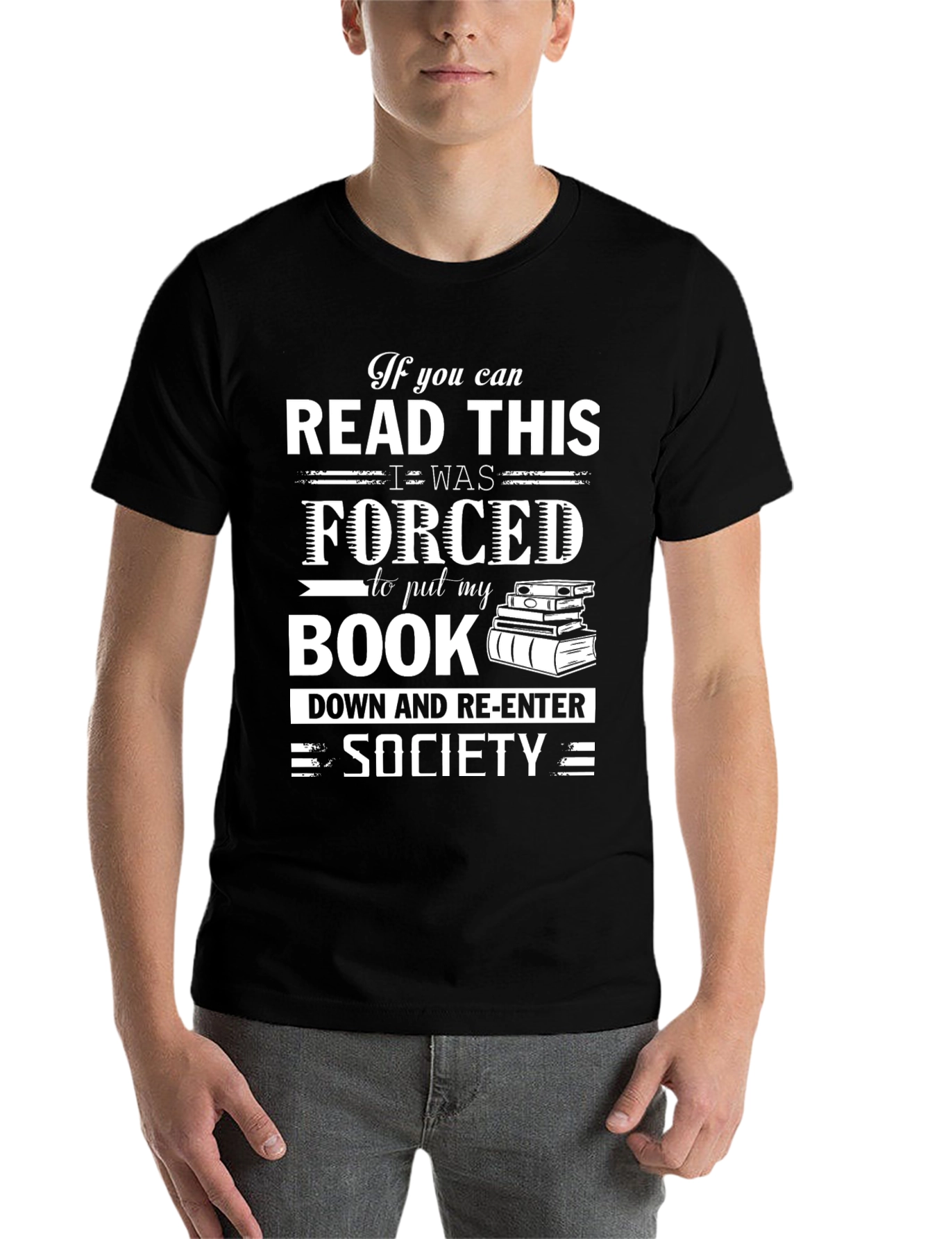 Black If You Can Read This Book Lover T-Shirt view 7
