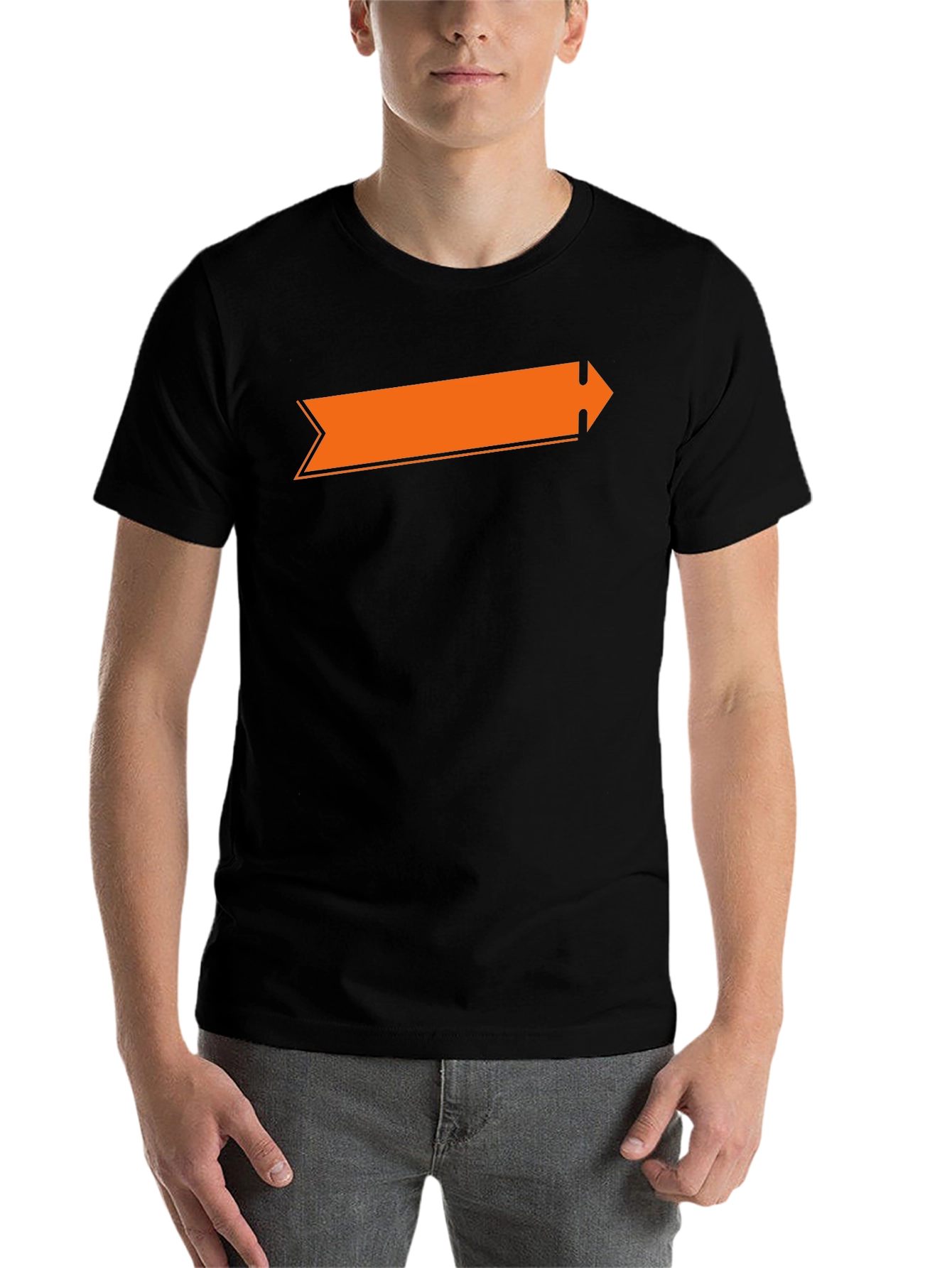 Black Orange Arrow Graphic Black T-Shirt view 7