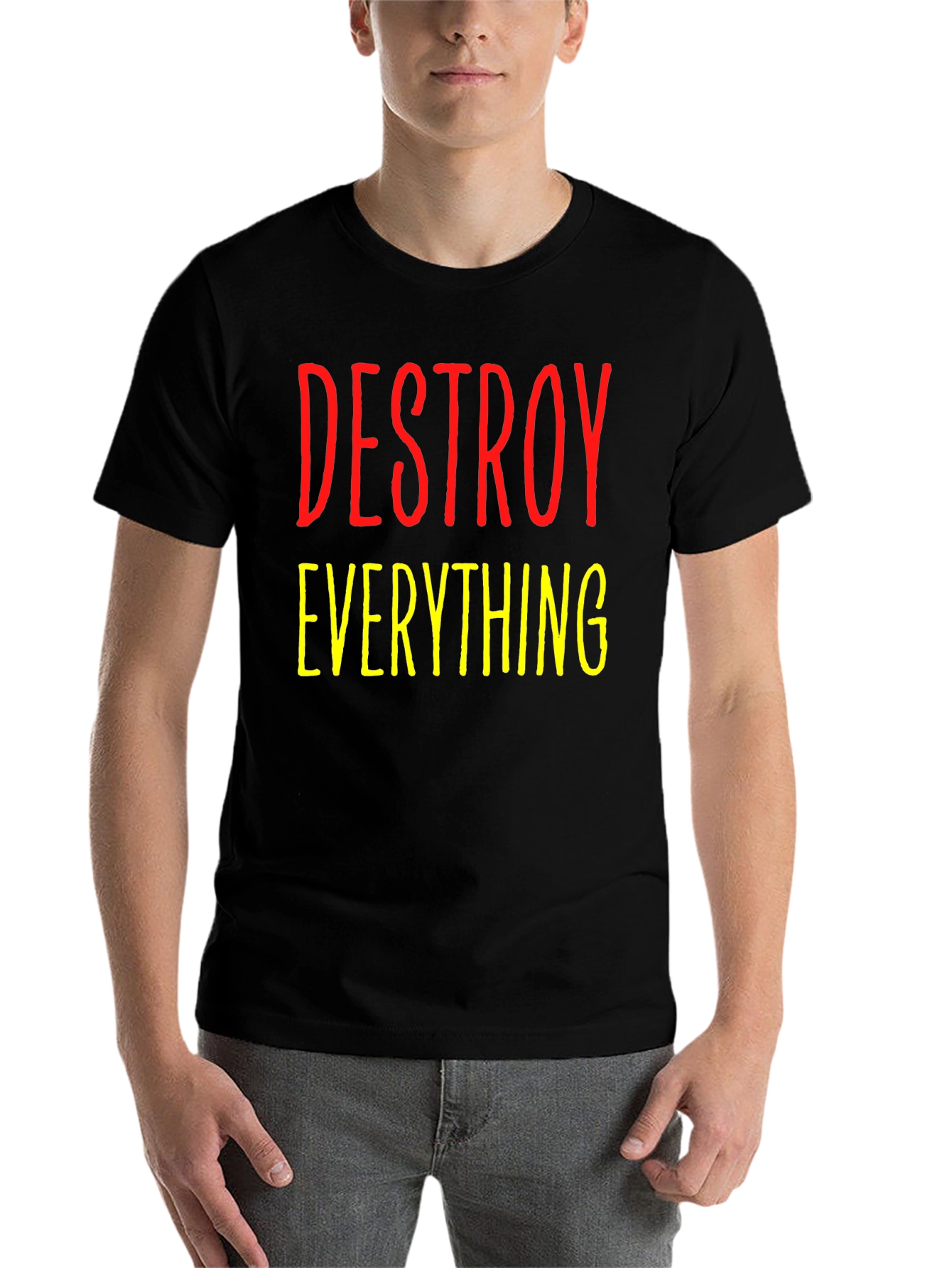 Black Destroy Everything Graphic Tee - Bold Statement Shirt view 7