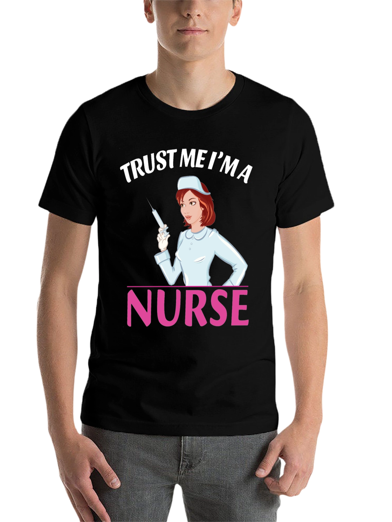 Black Trust Me I'm a Nurse T-Shirt view 7
