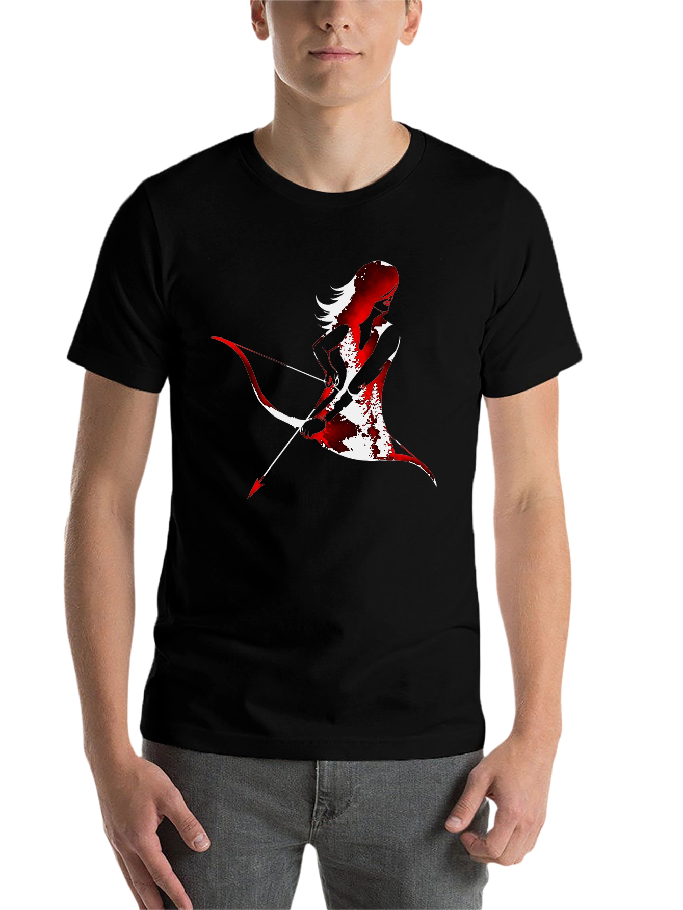 Black Archer Silhouette Graphic Tee - Black Cotton Blend view 7