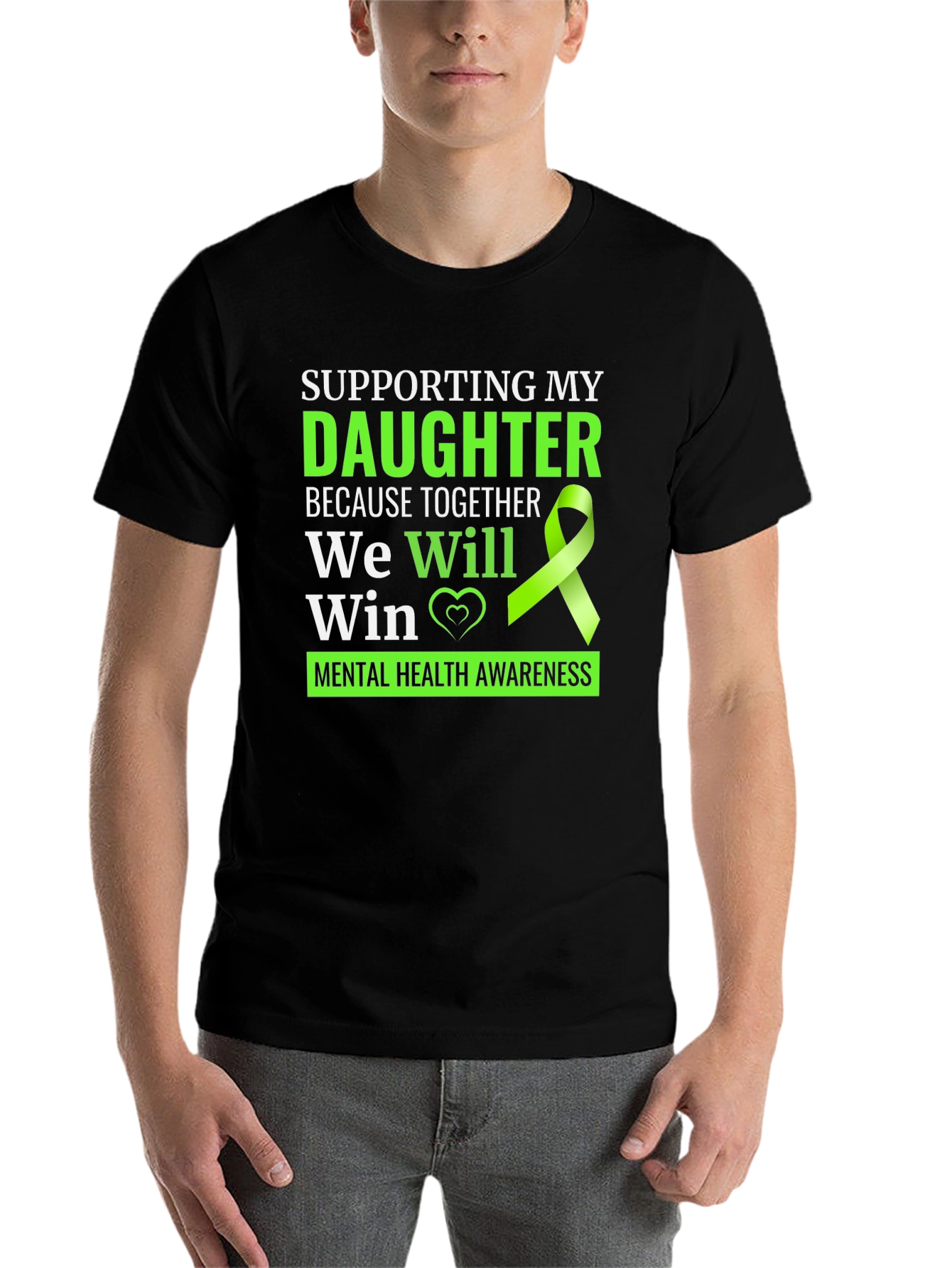 Black Mental Health Awareness T-Shirt - Supporting My Daughter view 7
