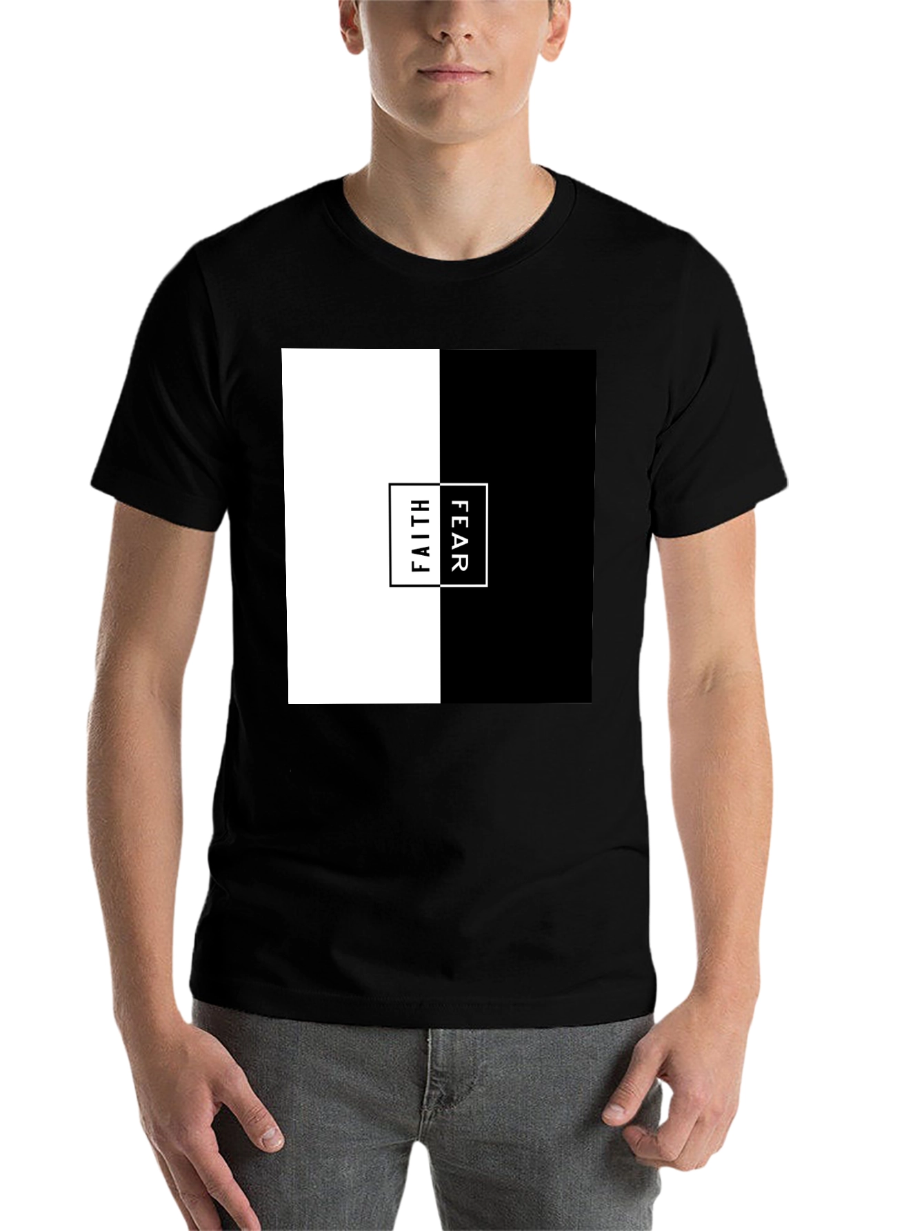 Black Faith Over Fear Graphic Tee - Mens Black T-Shirt view 7
