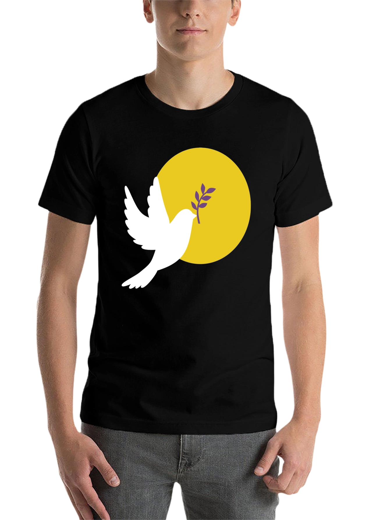 Black Peace Dove Graphic Tee - Stylish Black Cotton Blend T-Shirt view 7
