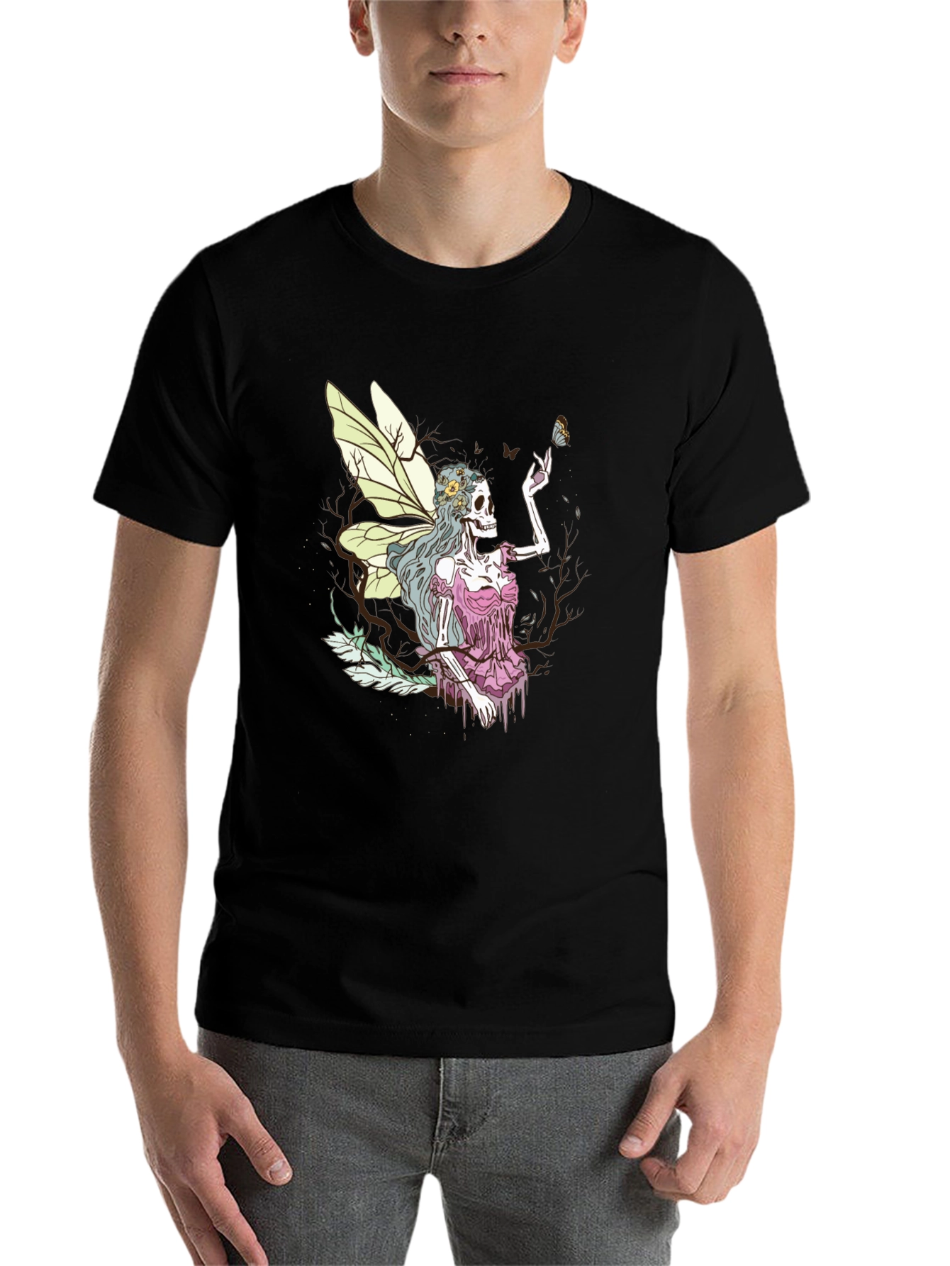 Black Grim Fairy T-Shirt - Skeleton Butterfly Graphic Tee view 7