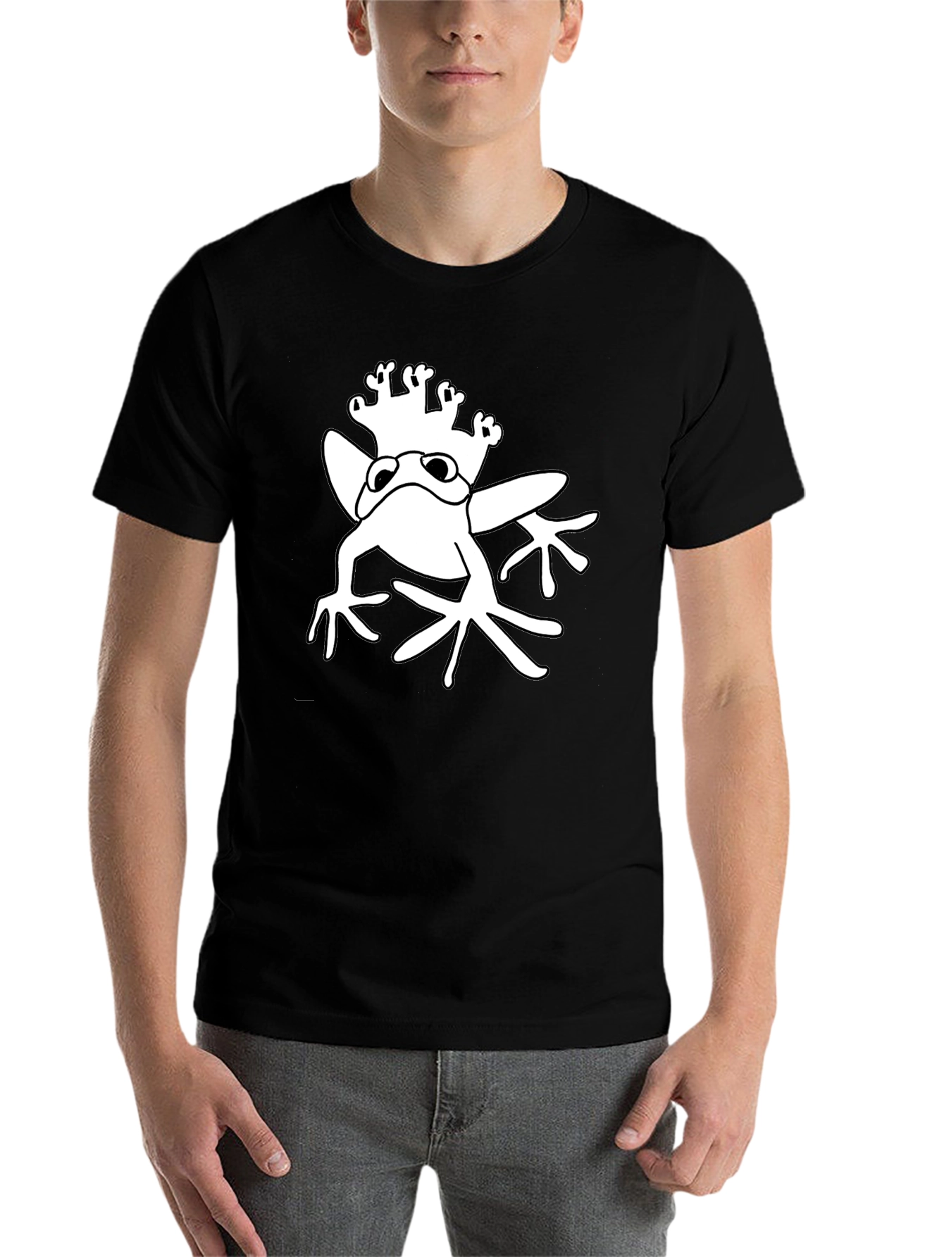 Black Frog Prince Graphic Tee - Black Cotton T-Shirt view 7