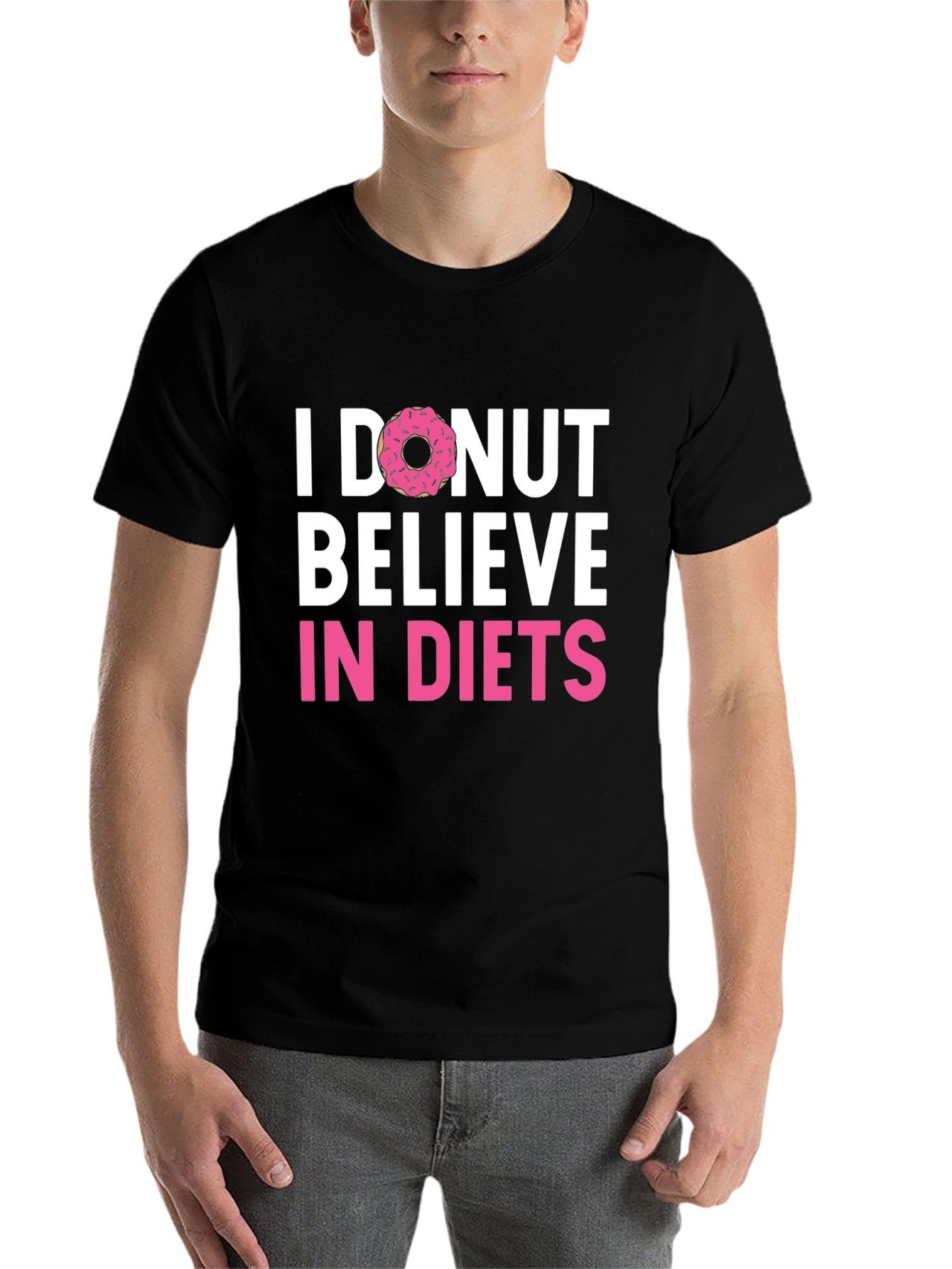 Black I Donut Believe in Diets Graphic T-Shirt view 7