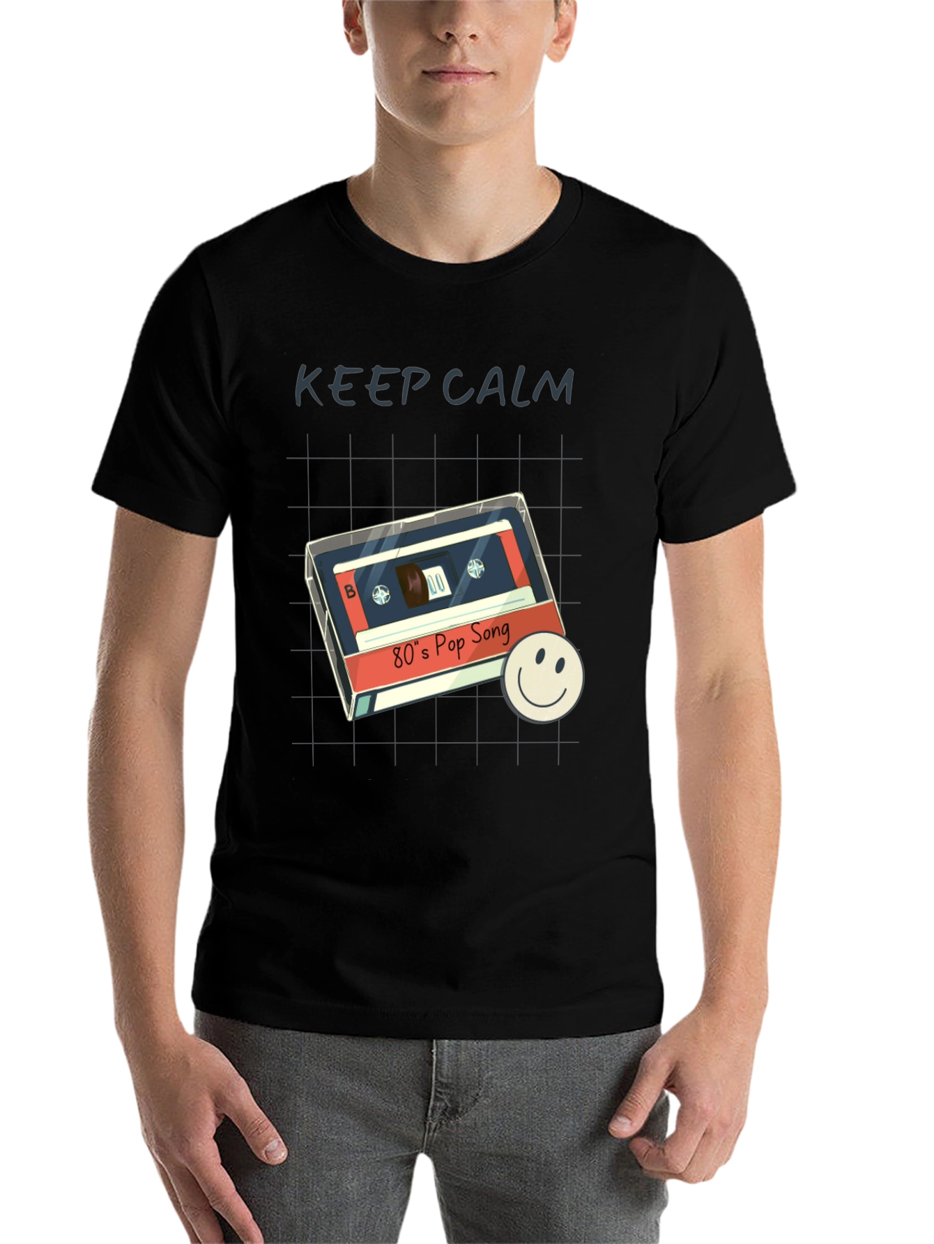Black Retro 80's Pop Song T-Shirt - Keep Calm Style view 7