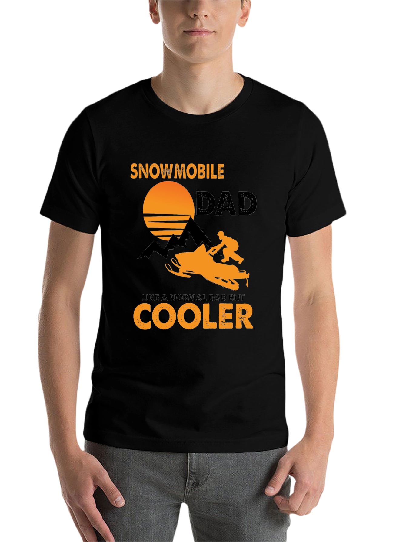 Black Snowmobile Dad T-Shirt - Cooler Than Normal view 7