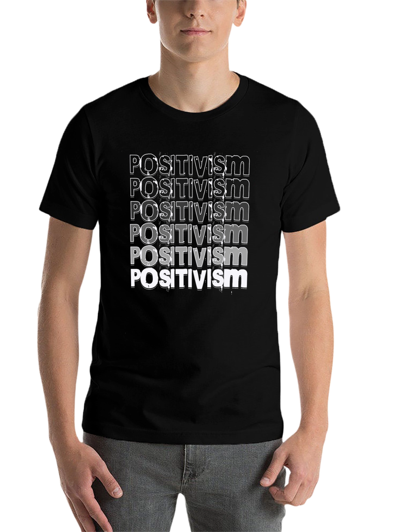 Black Positivism Graphic Tee - Black Cotton T-Shirt view 7