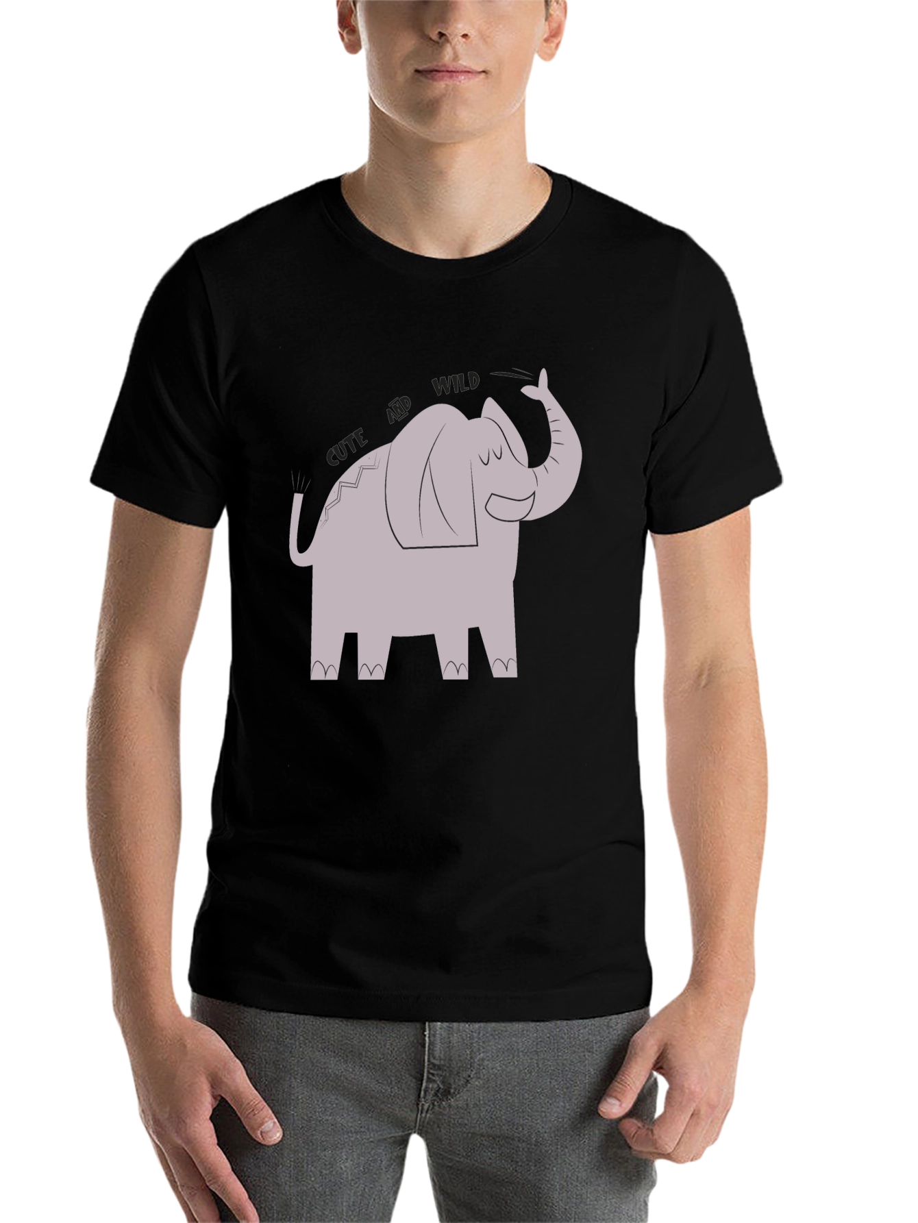 Black Cute and Wild Elephant Graphic Tee view 7