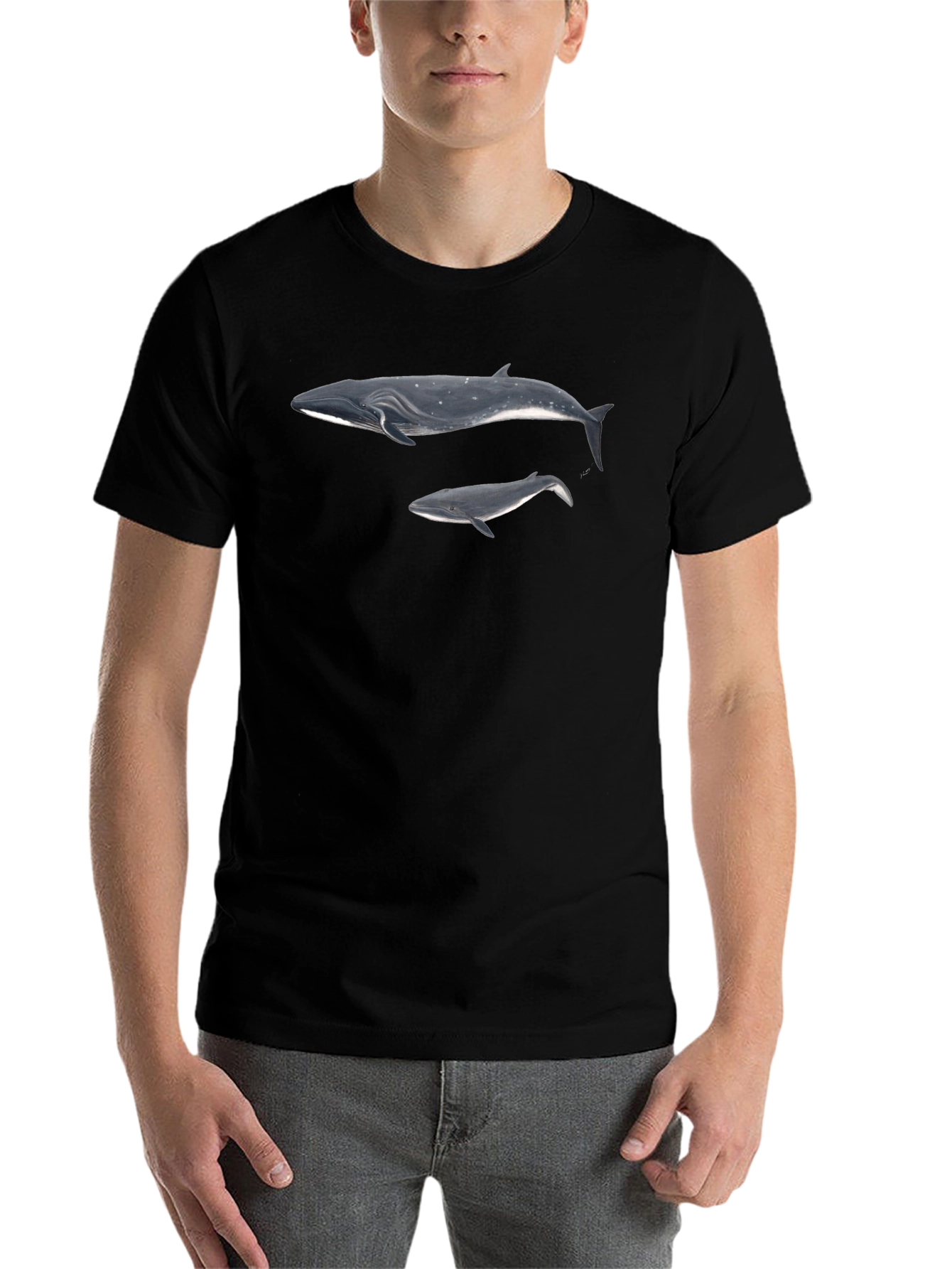 Black Whale Graphic Black T-Shirt for Men view 7
