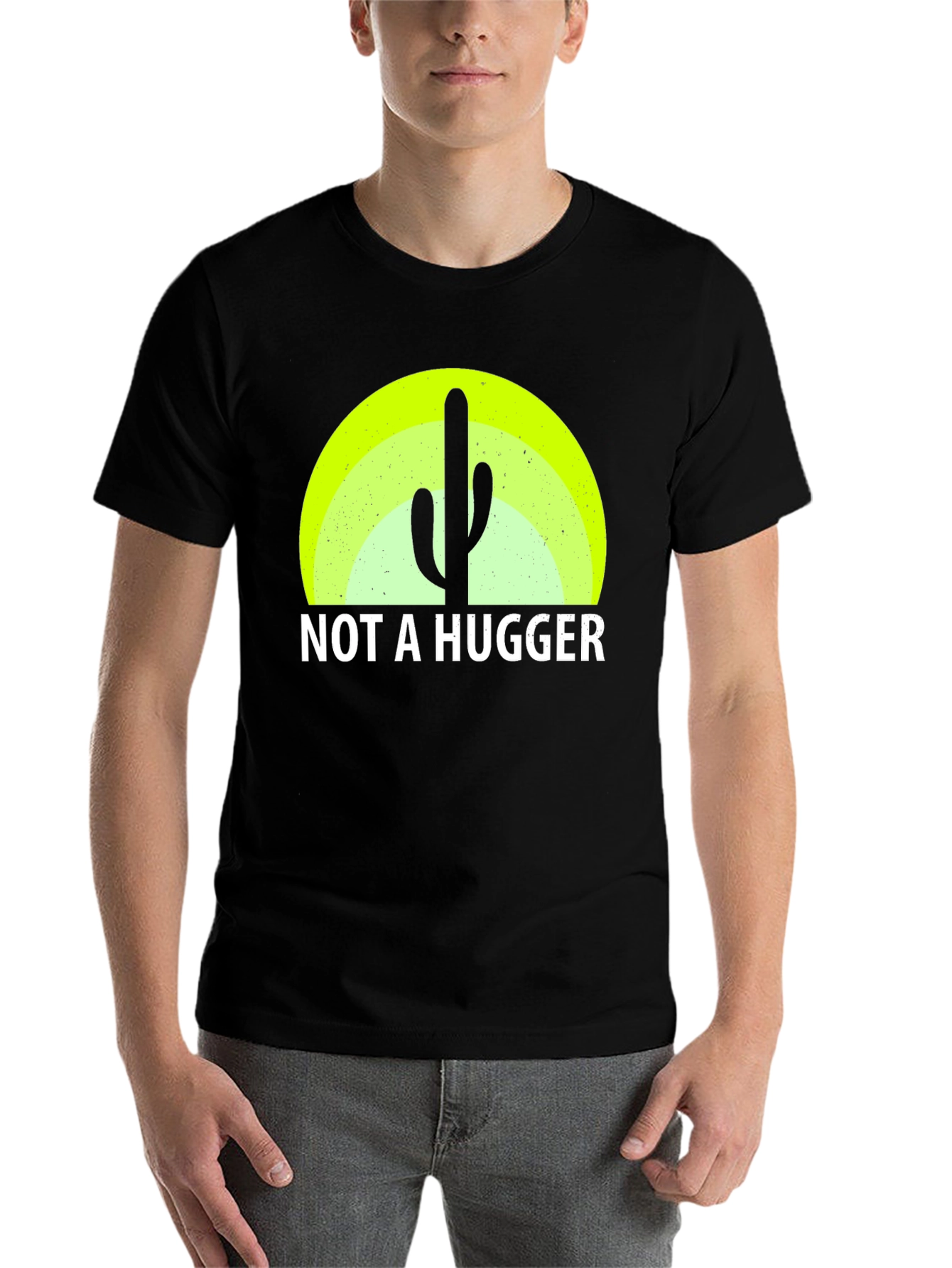 Black Not a Hugger Cactus Graphic Tee - Funny Sarcastic Shirt view 7