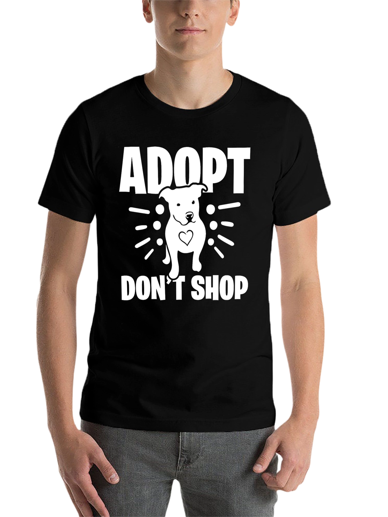 Black Adopt Don't Shop T-Shirt - Dog Rescue Tee view 7