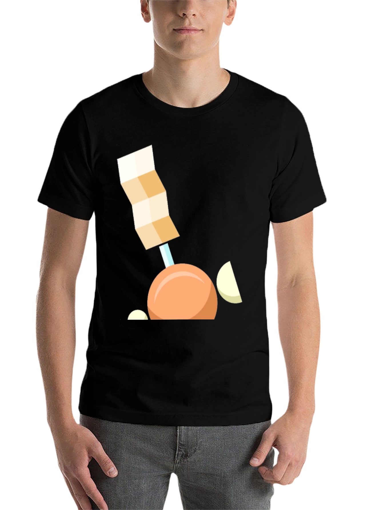 Black Geometric Onion Cartoon T-Shirt view 7