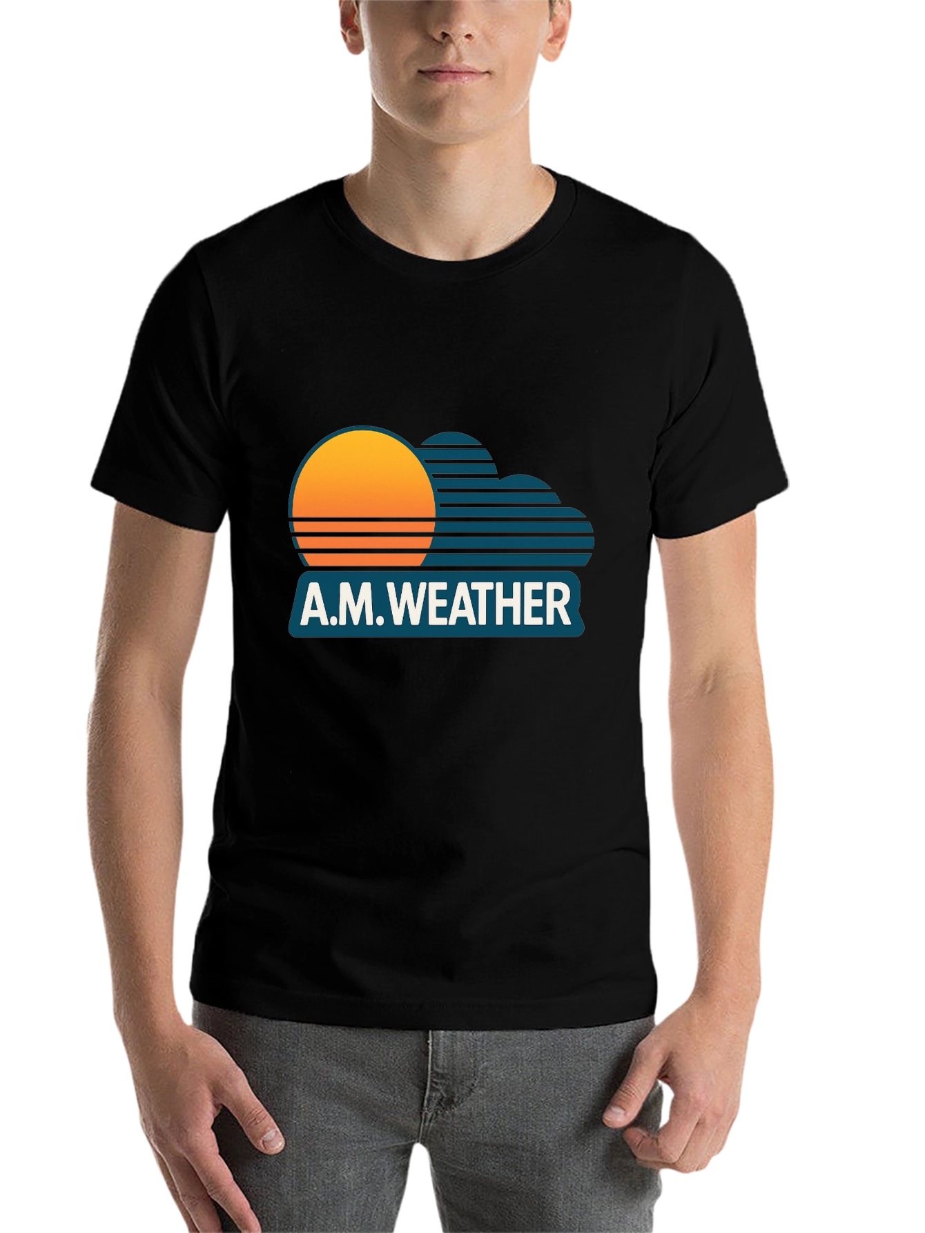 Black A.M. Weather Graphic Tee - Retro Sunset Style view 7
