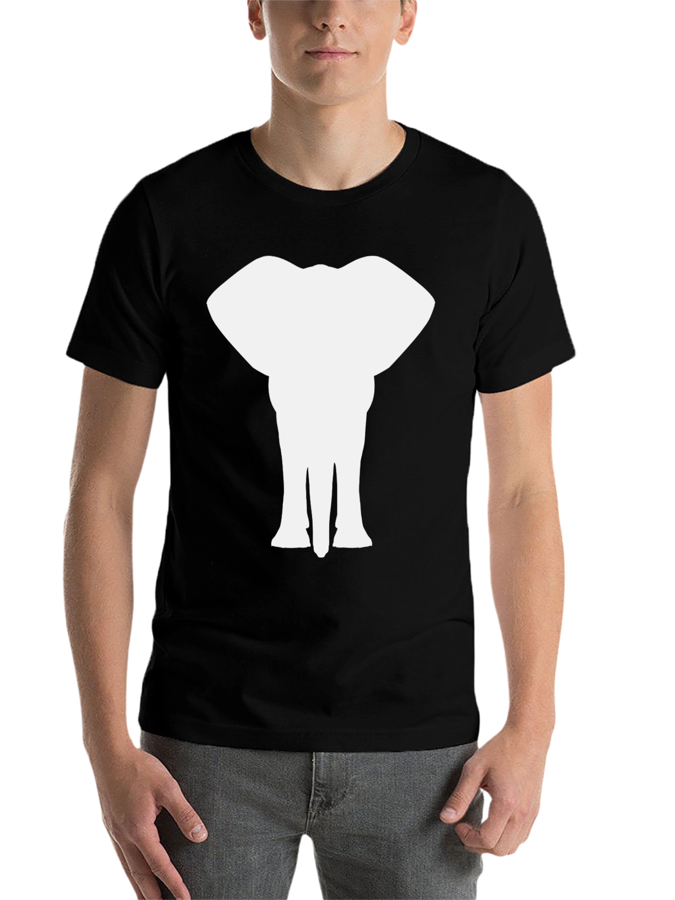 Black Elephant Graphic Tee - Classic Black Cotton Shirt view 7
